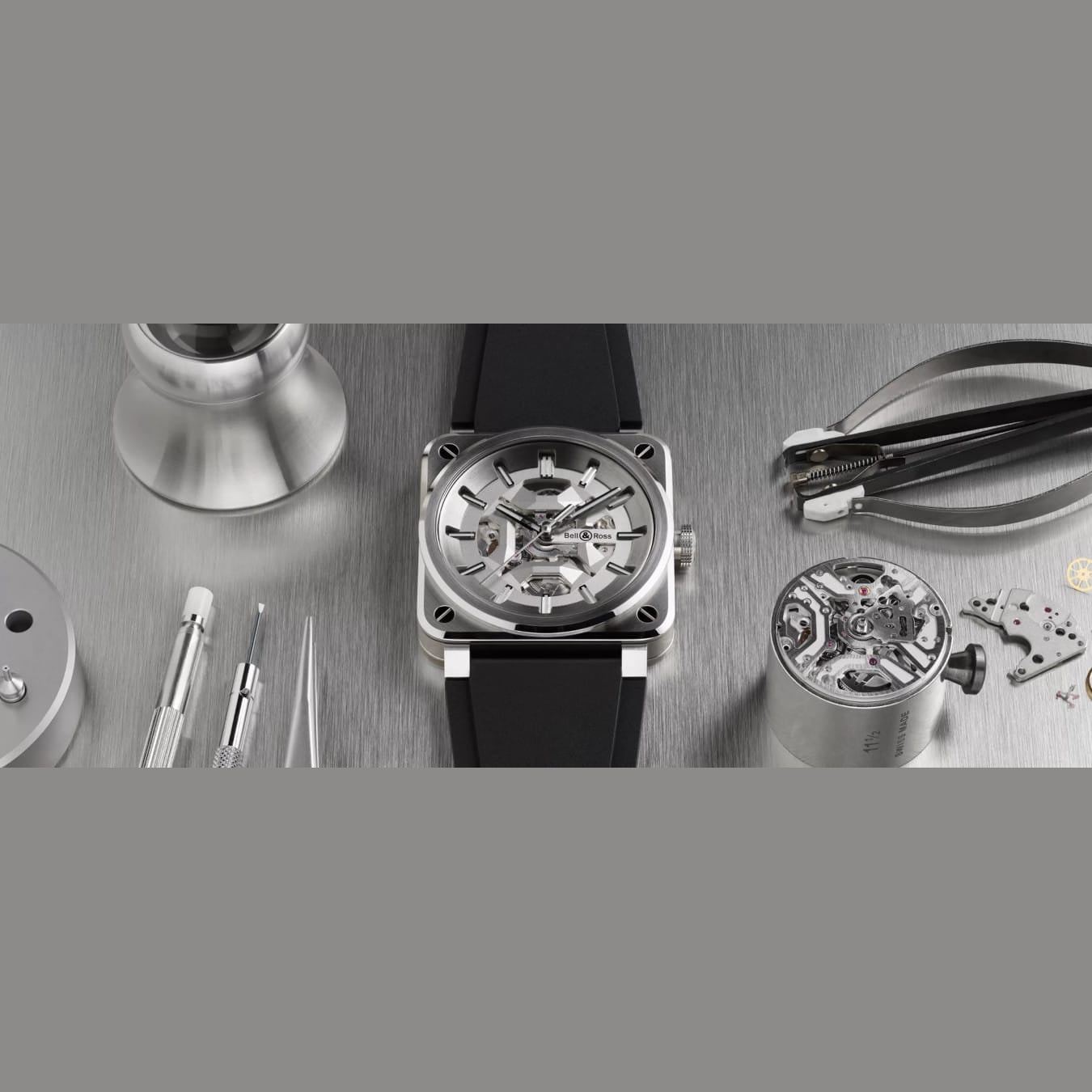 Bell & Ross BR03A-GR-SKST/SRB BR-03 Skeleton Grey Steel