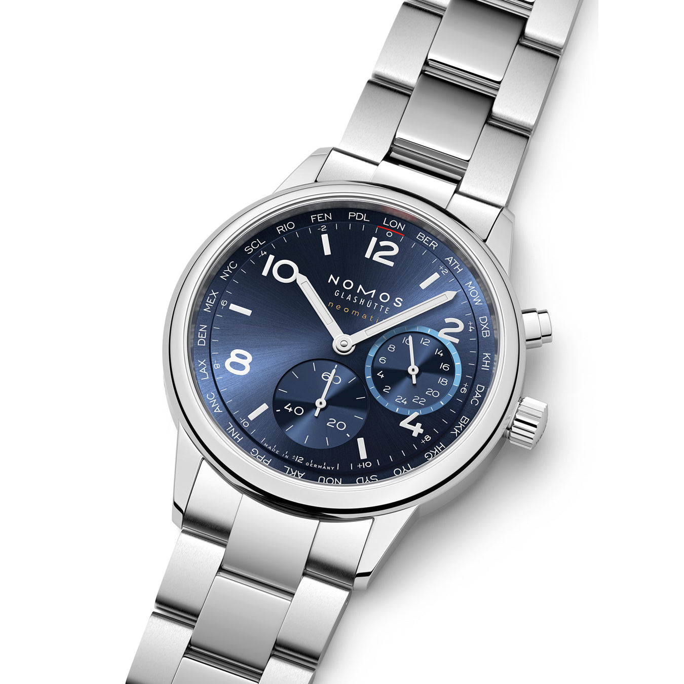 NOMOS Glashütte Club Sport Neomatik Worldtimer Blue