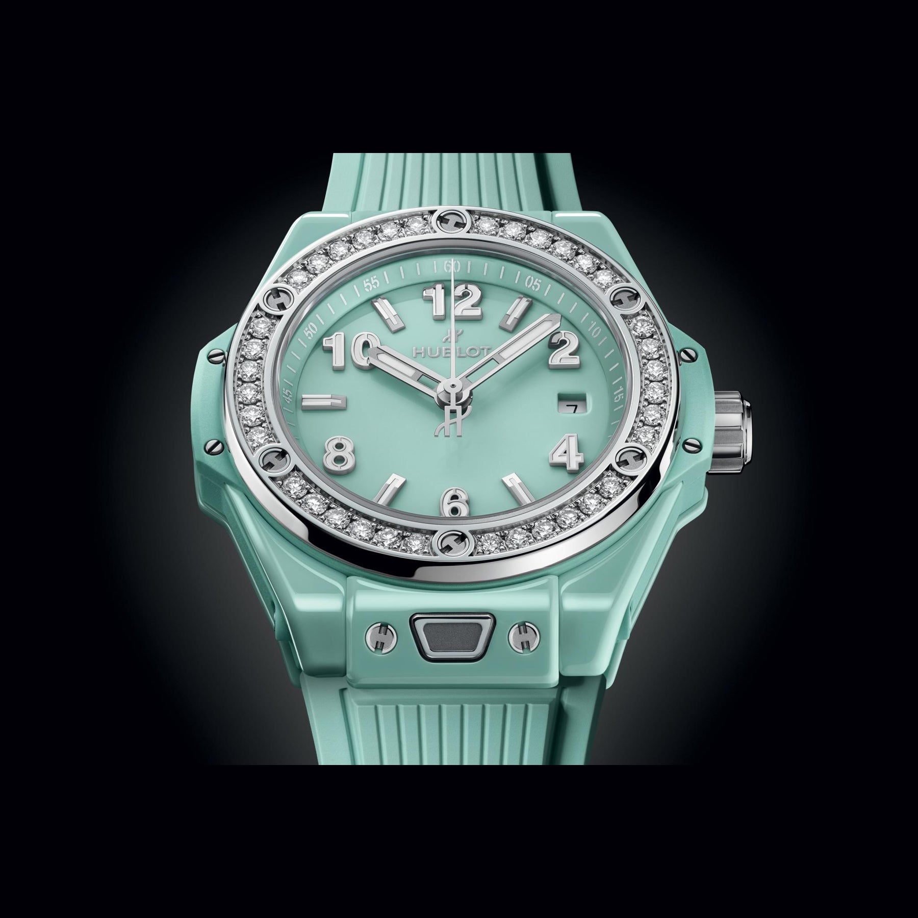 Hublot 485.GS.5271.RX.1204 Big Bang One Click Mint Green Ceramic Diamonds 33mm