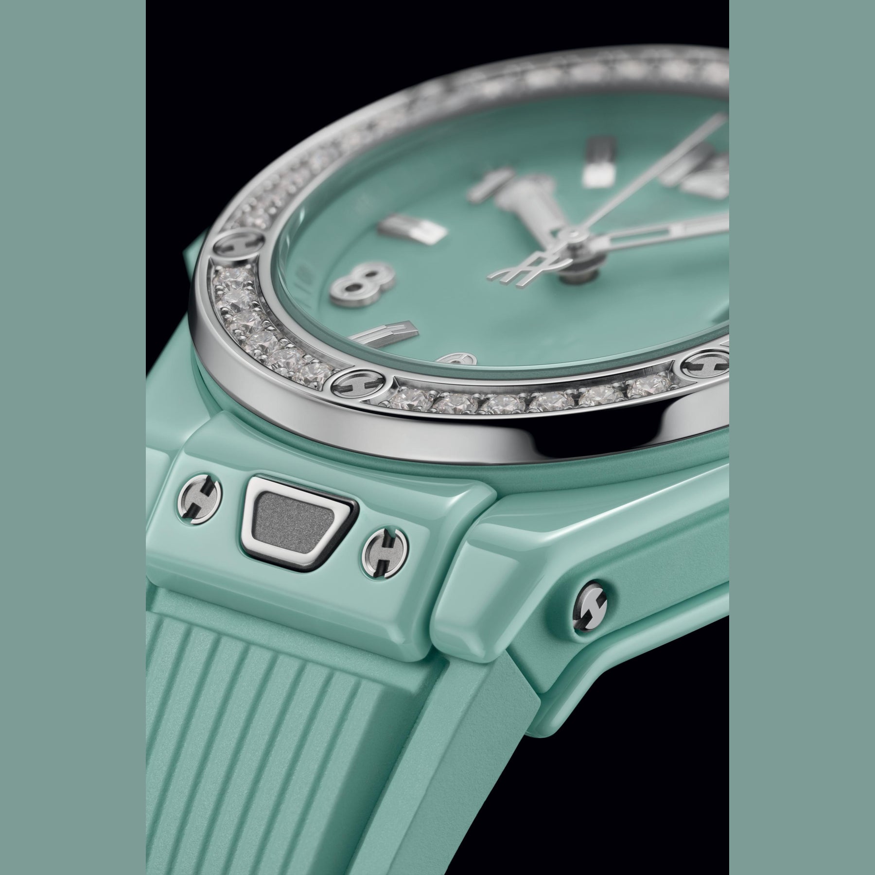 Hublot 485.GS.5271.RX.1204 Big Bang One Click Mint Green Ceramic Diamonds 33mm