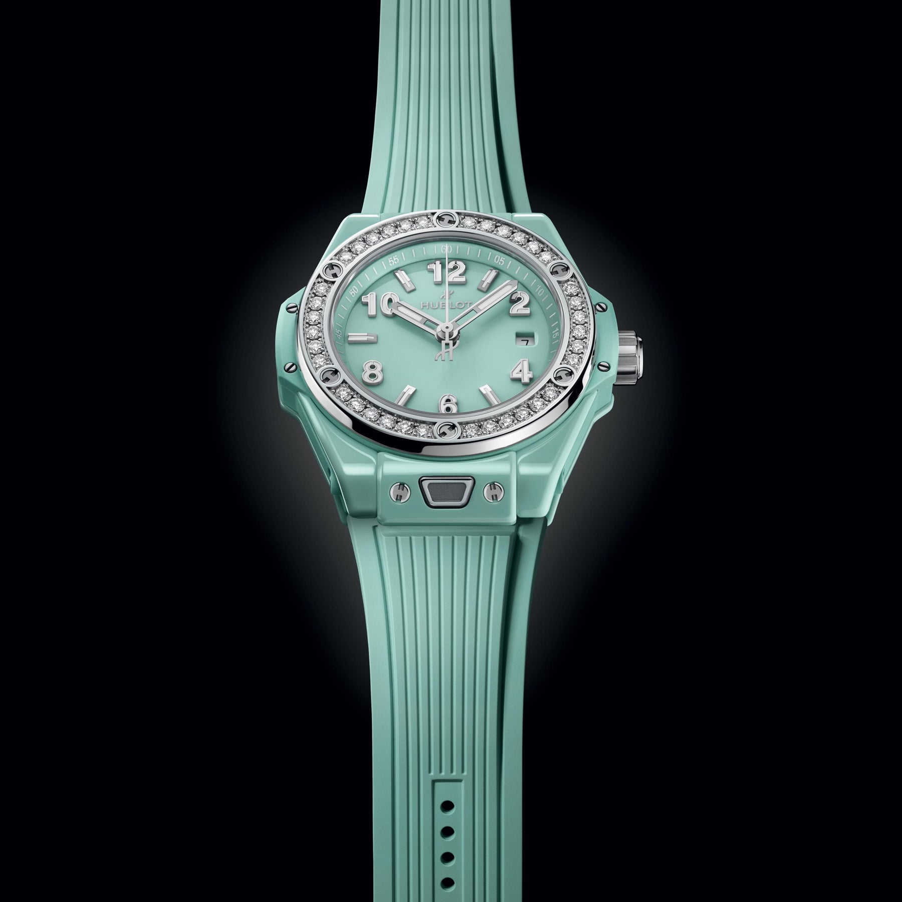 Hublot 485.GS.5271.RX.1204 Big Bang One Click Mint Green Ceramic Diamonds 33mm