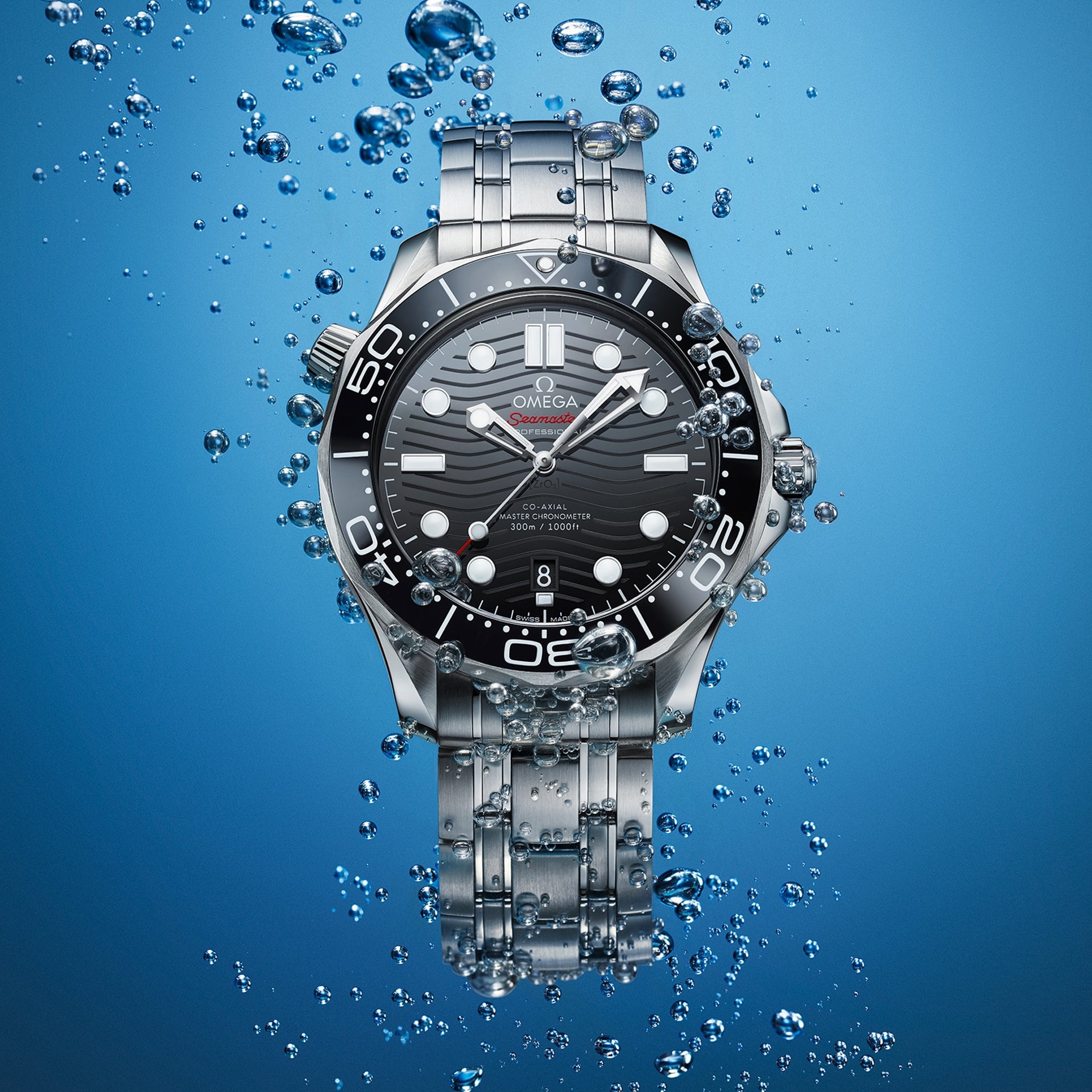 Omega Seamaster Diver 300M Co-Axial Master Chronometer Black Dial on Bracelet