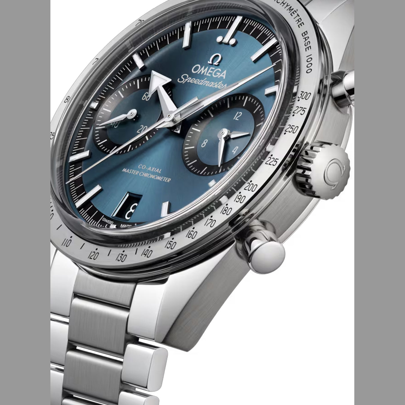 Omega Speedmaster 57 Coaxial Chronometer Chronograph Blue Dial 40.5mm on Bracelet