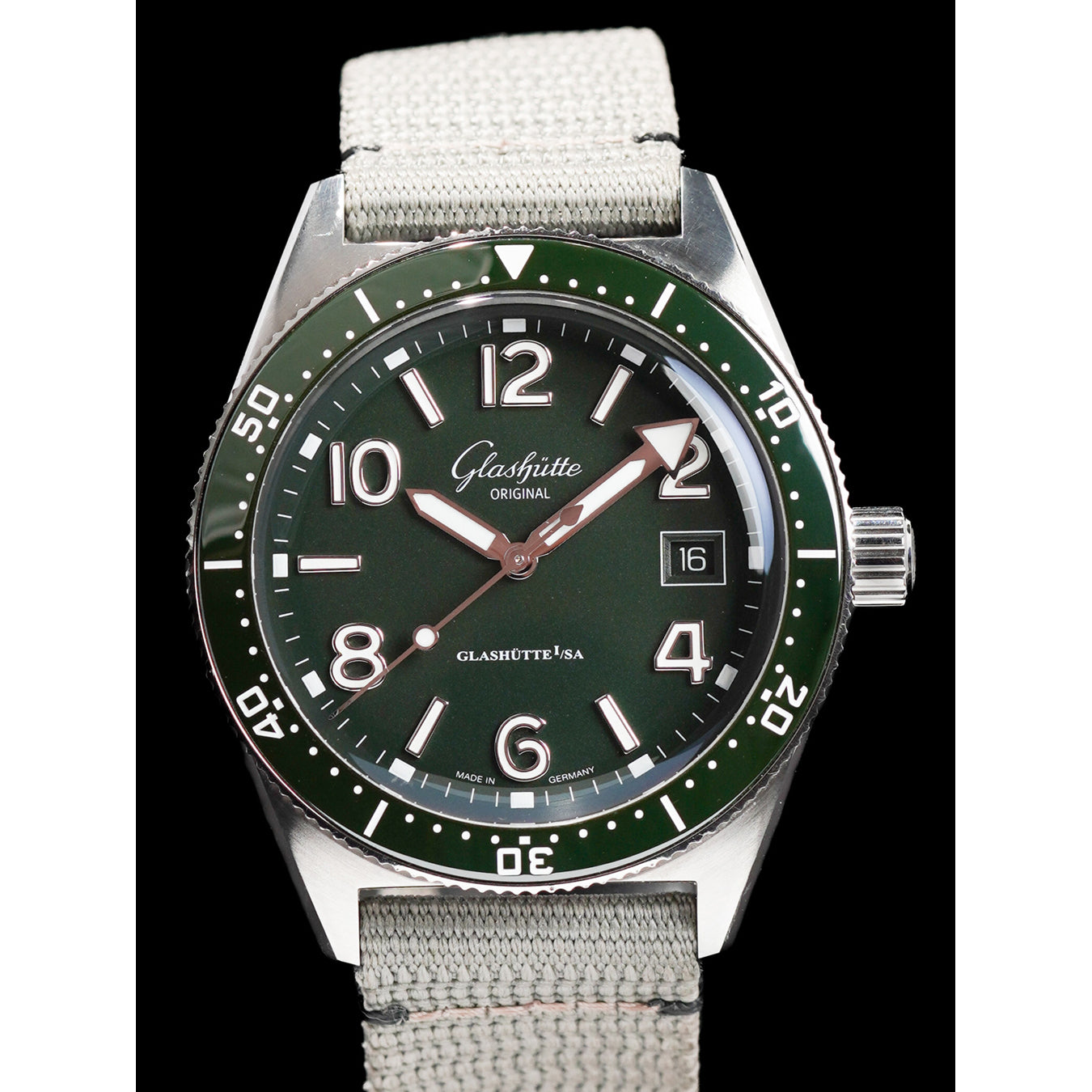 Glashütte Original 1-39-11-13-83-34 SeaQ Reed Green Dial On Nylon Strap