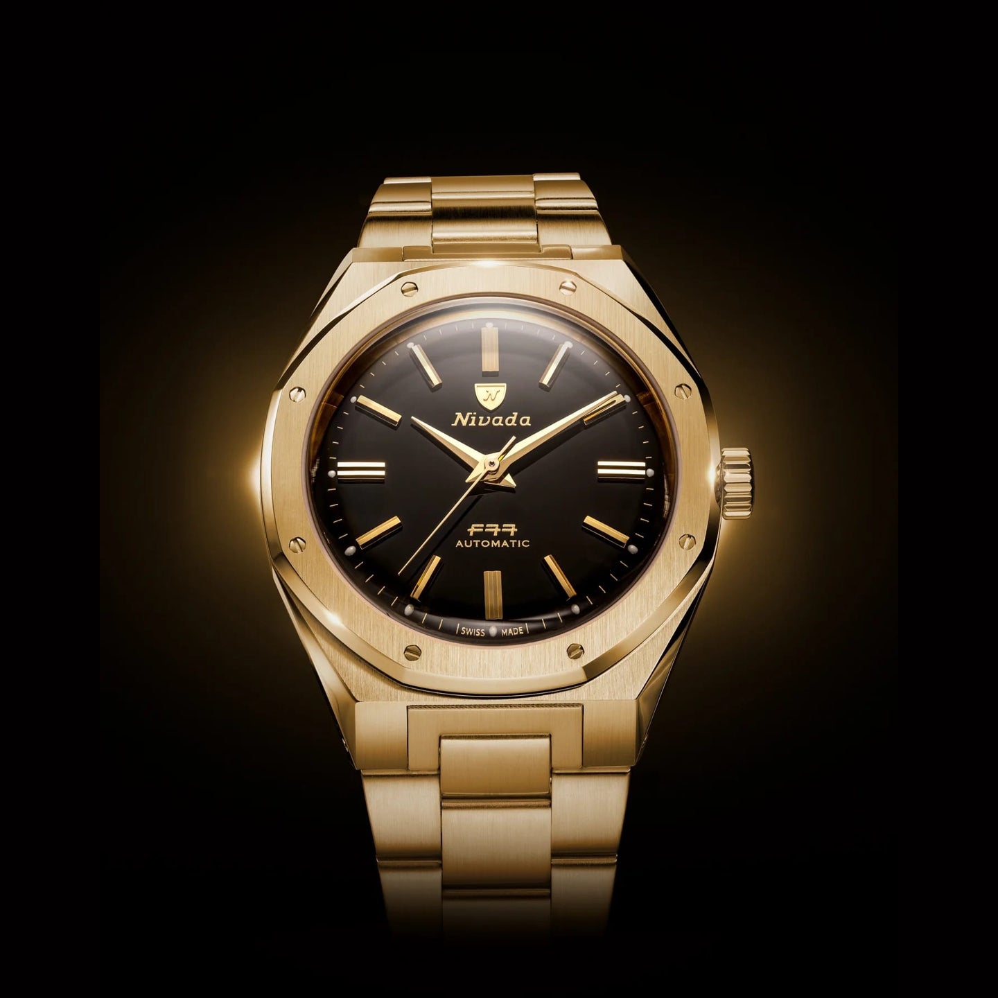 Nivada Grenchen 68028A77 F77 Mark II Gold
