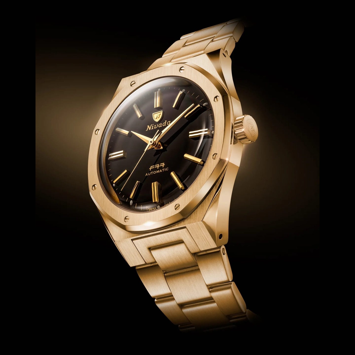 Nivada Grenchen 68028A77 F77 Mark II Gold