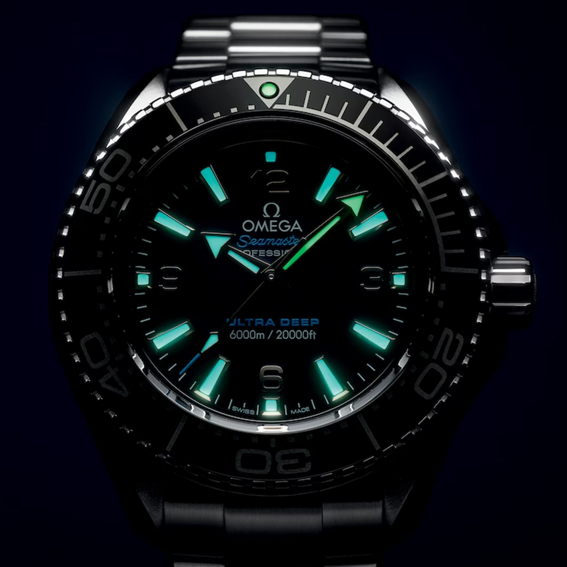 Omega Seamaster Planet Ocean 6000m Ultra Deep Blue Dial 45.5mm on Bracelet