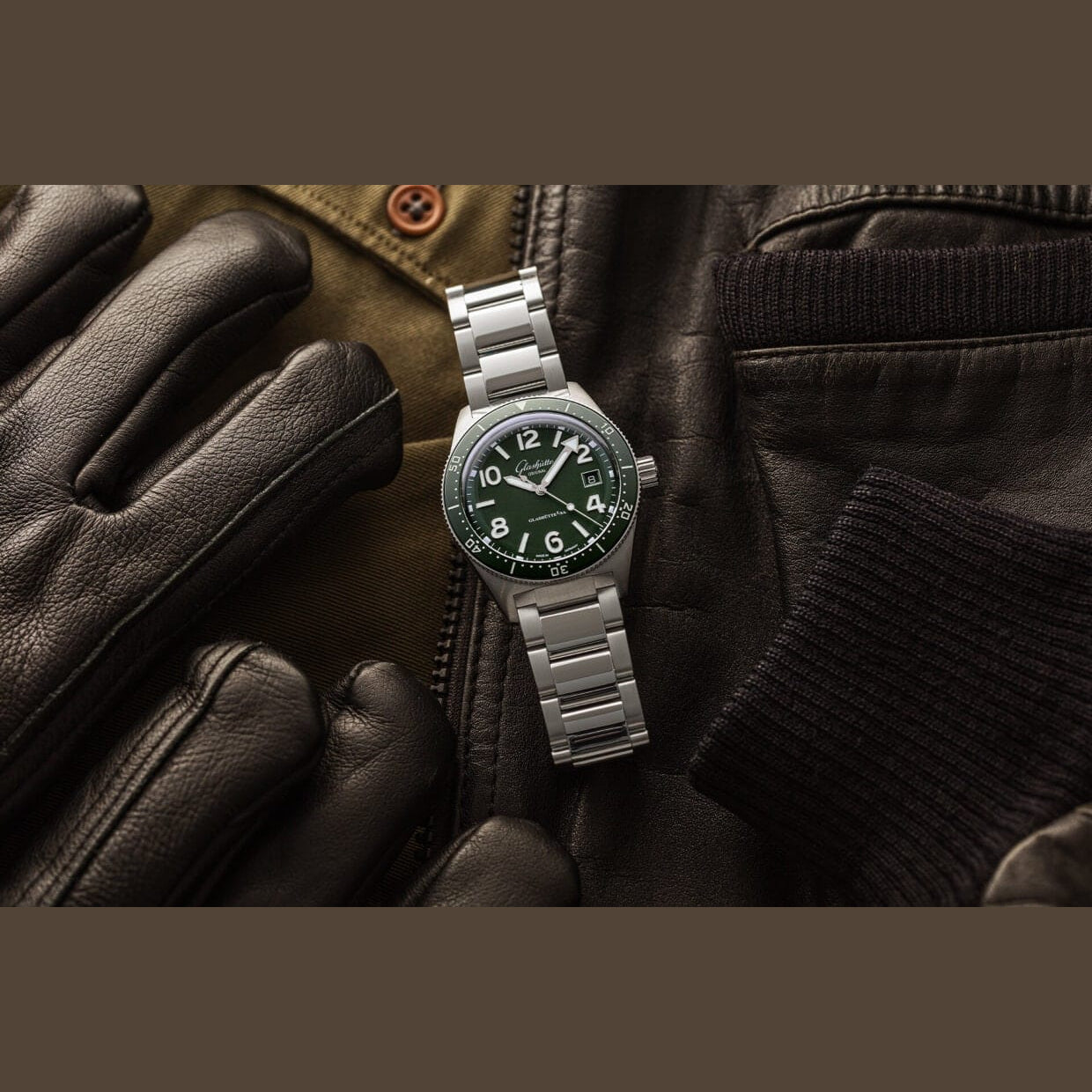 Glashütte Original 1-39-11-13-83-07 SeaQ Green on Rubber Strap