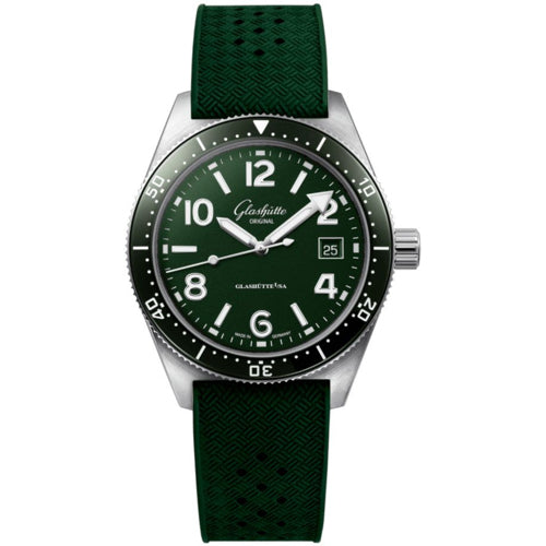 Glashütte Original 1-39-11-13-83-07 SeaQ Green on Rubber Strap