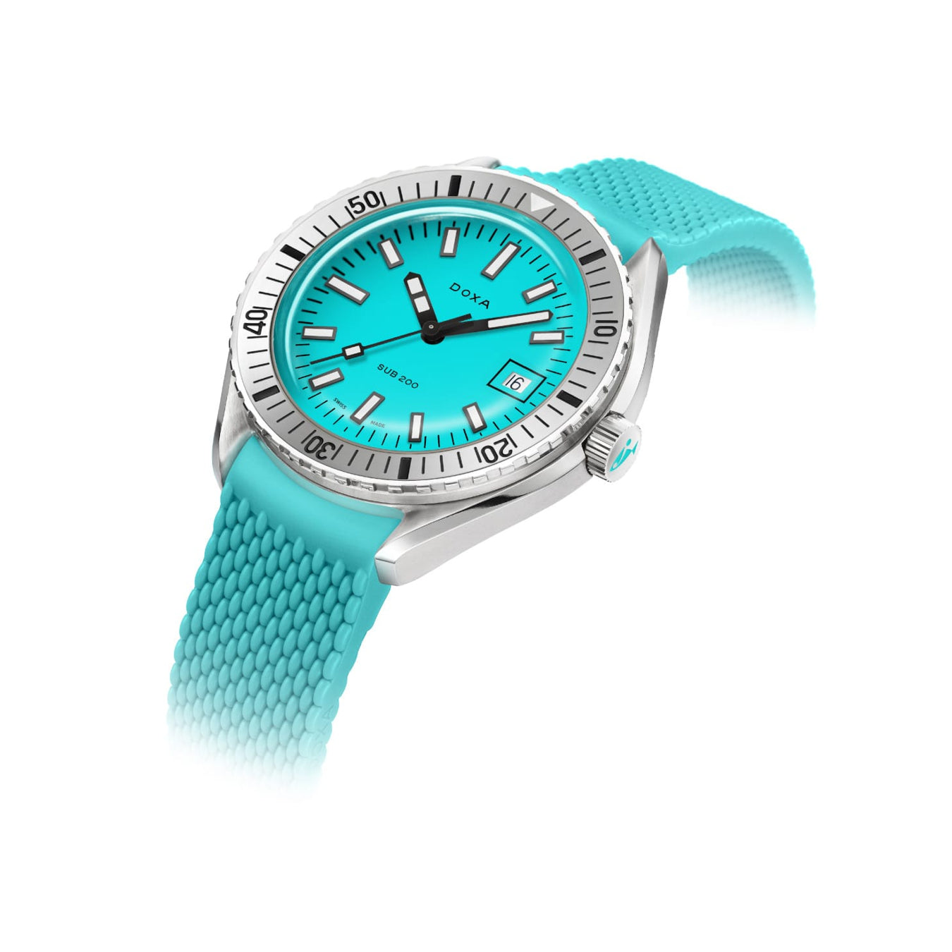 DOXA SUB 200 Aquamarine 796.10.241.25 On Turquoise Rubber Strap