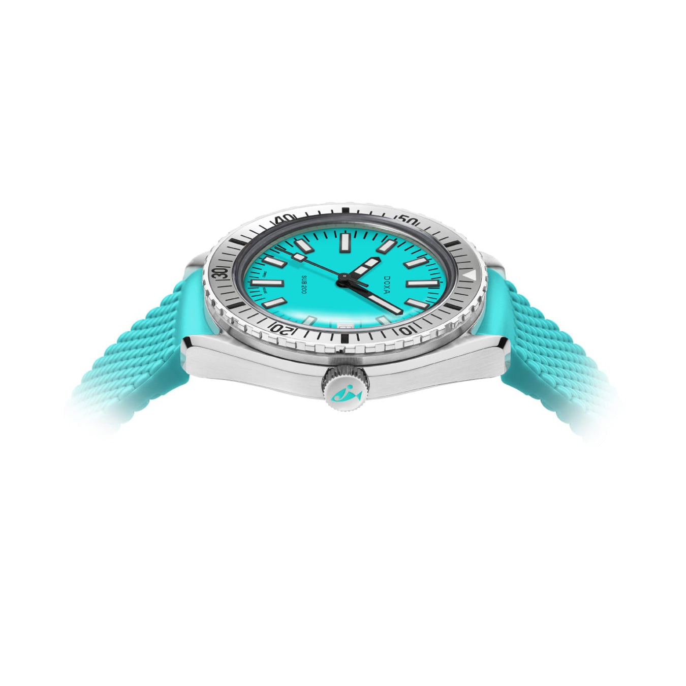 DOXA SUB 200 Aquamarine 796.10.241.25 On Turquoise Rubber Strap