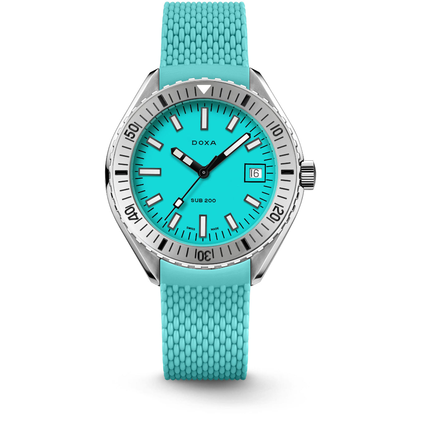 DOXA SUB 200 Aquamarine 796.10.241.25 On Turquoise Rubber Strap
