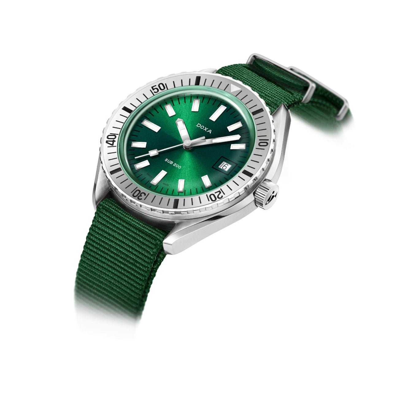 DOXA SUB 200 Sea Emerald 796.10.131.26-N on Green Nato Strap