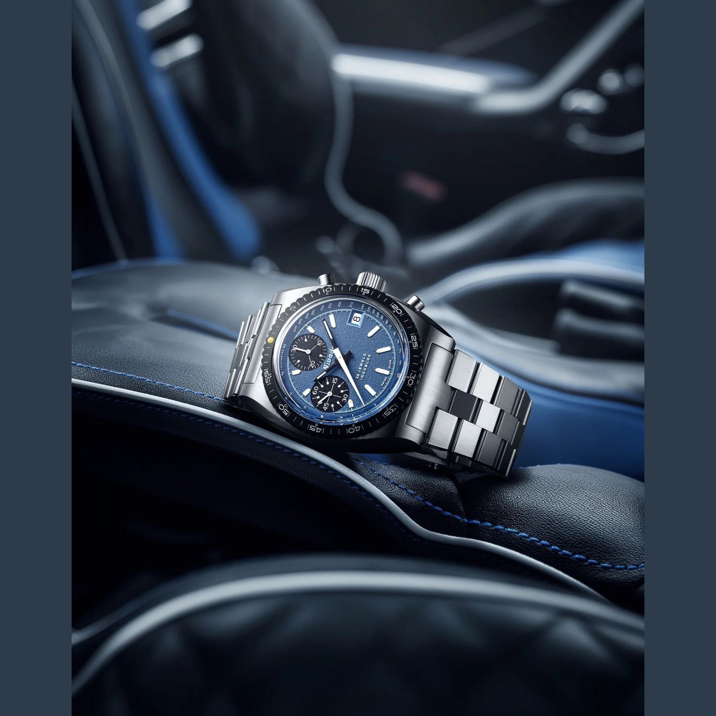 Nivada Grenchen 77003A45 Chronosport Blue on Bracelet