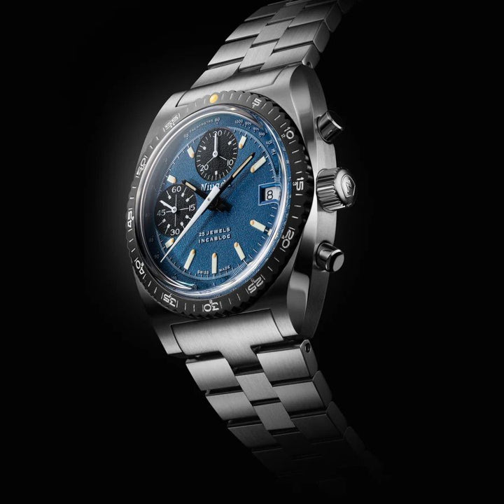 Nivada Grenchen 77003A45 Chronosport Blue on Bracelet