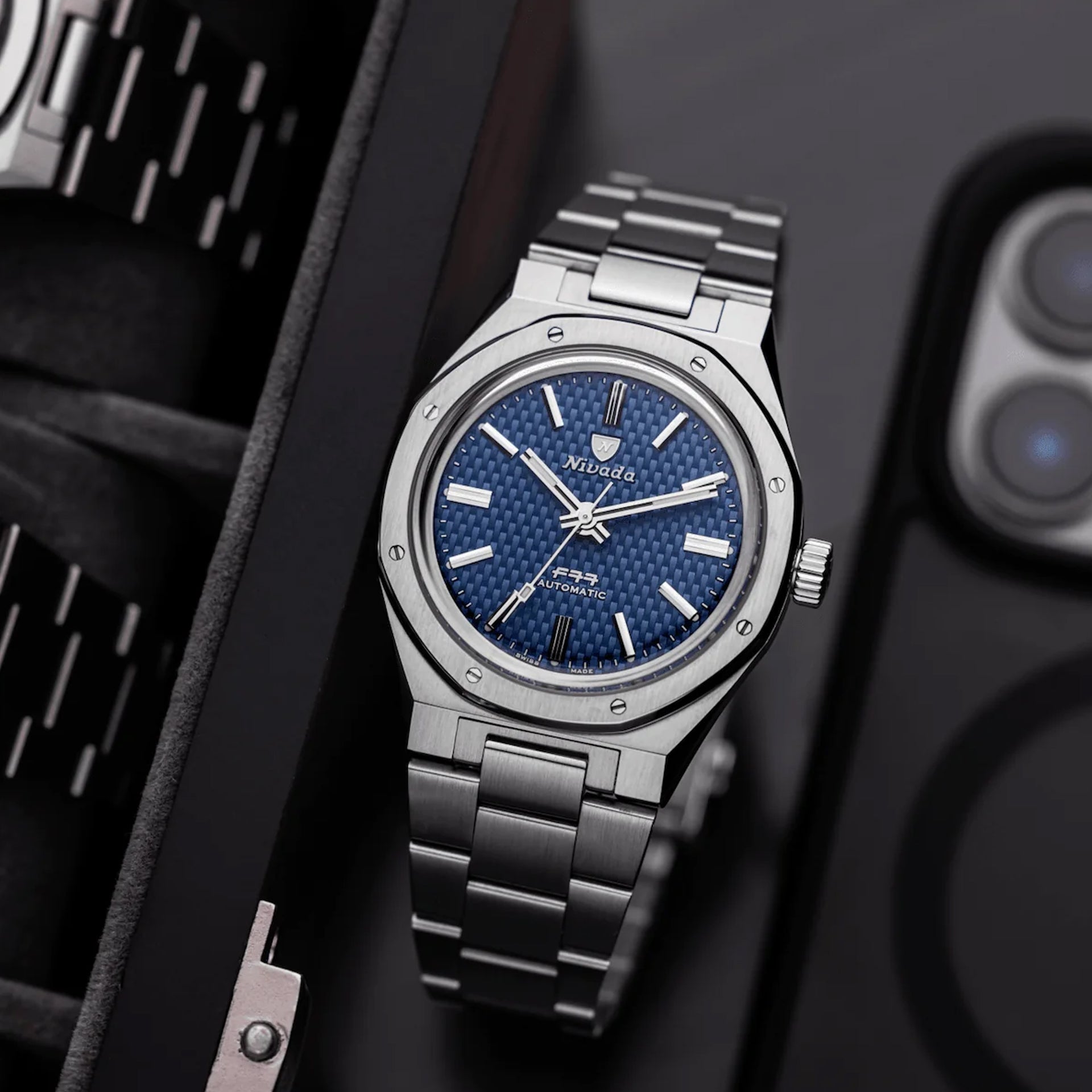 Nivada Grenchen F77 Blue Dial