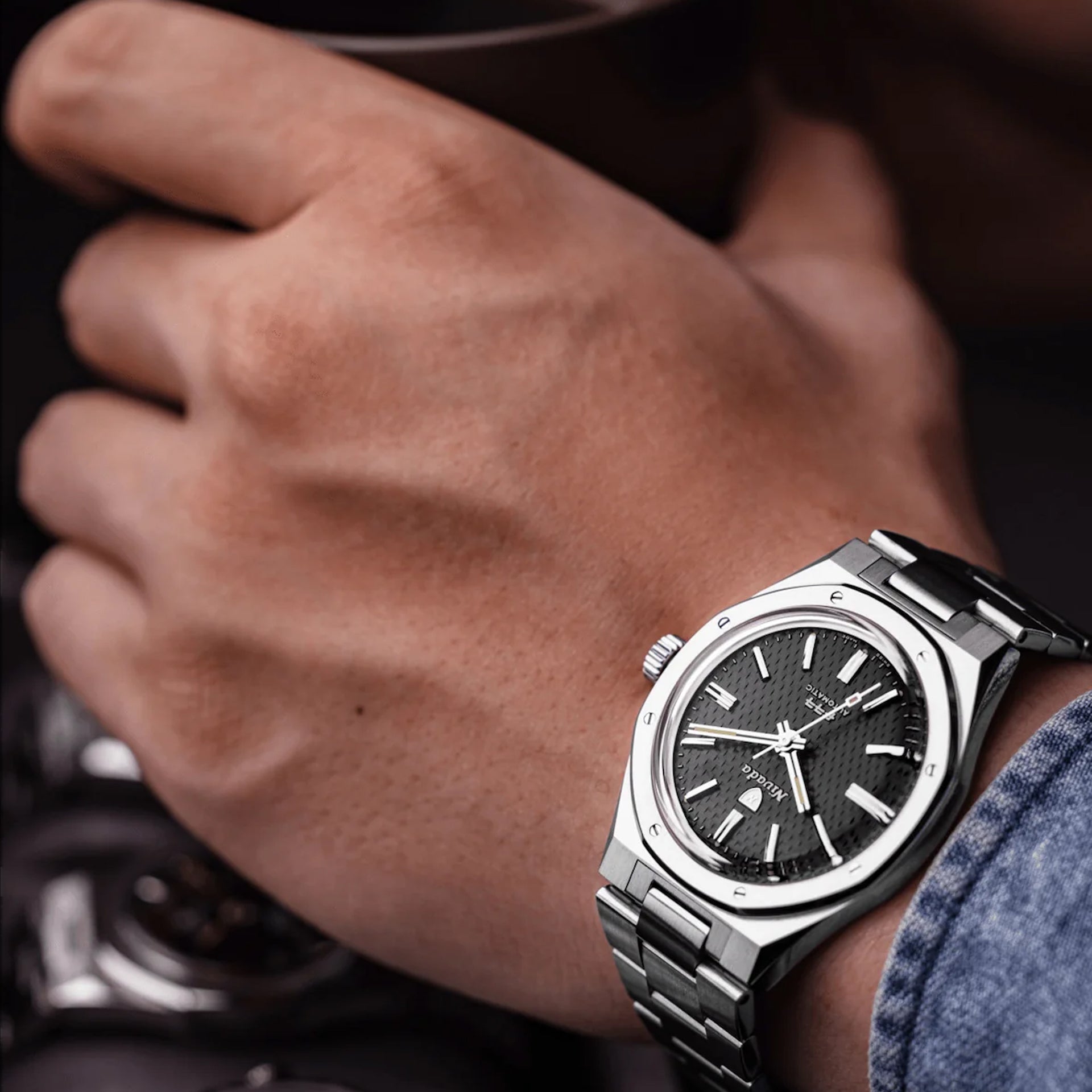 Nivada Grenchen F77 Black Dial