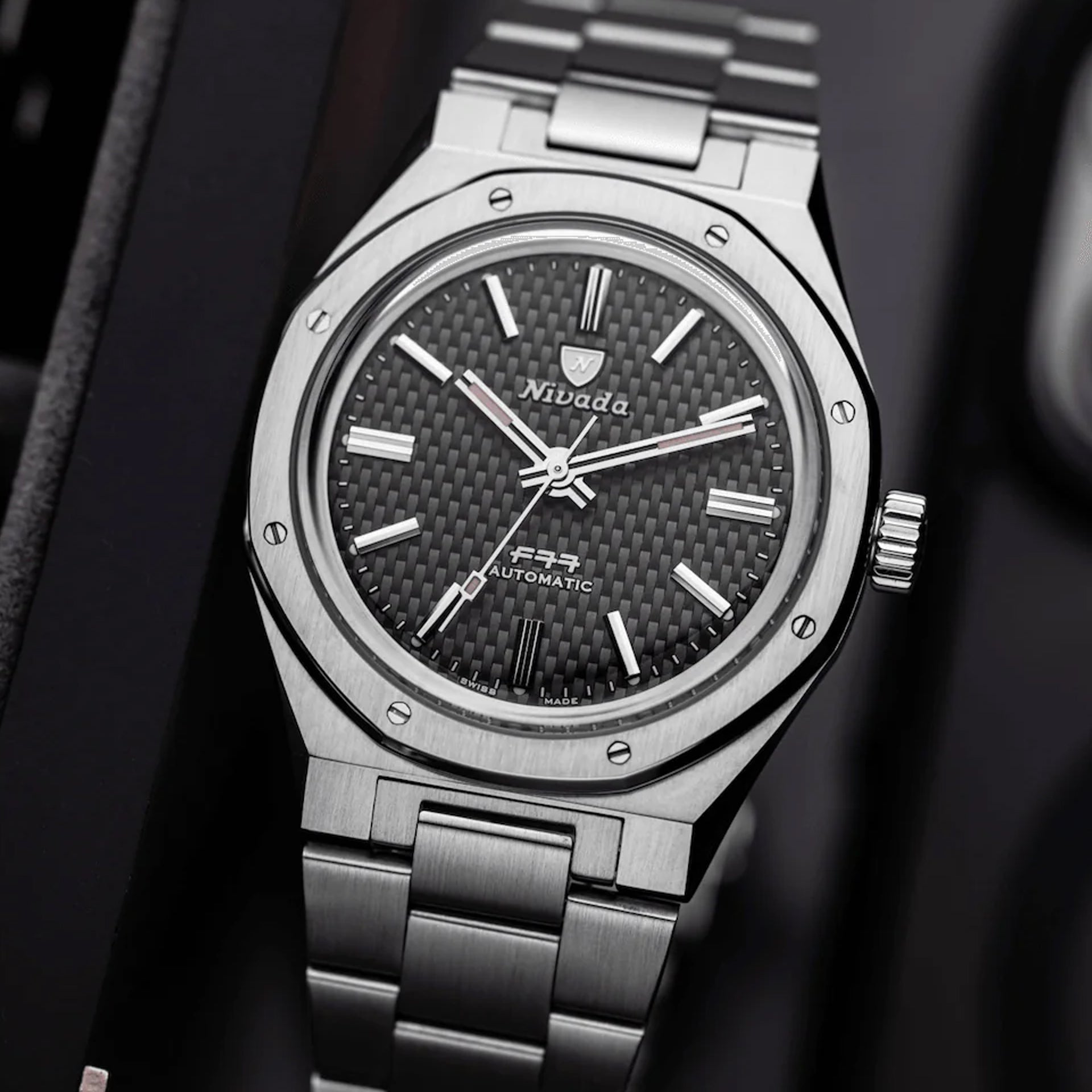 Nivada Grenchen F77 Black Dial