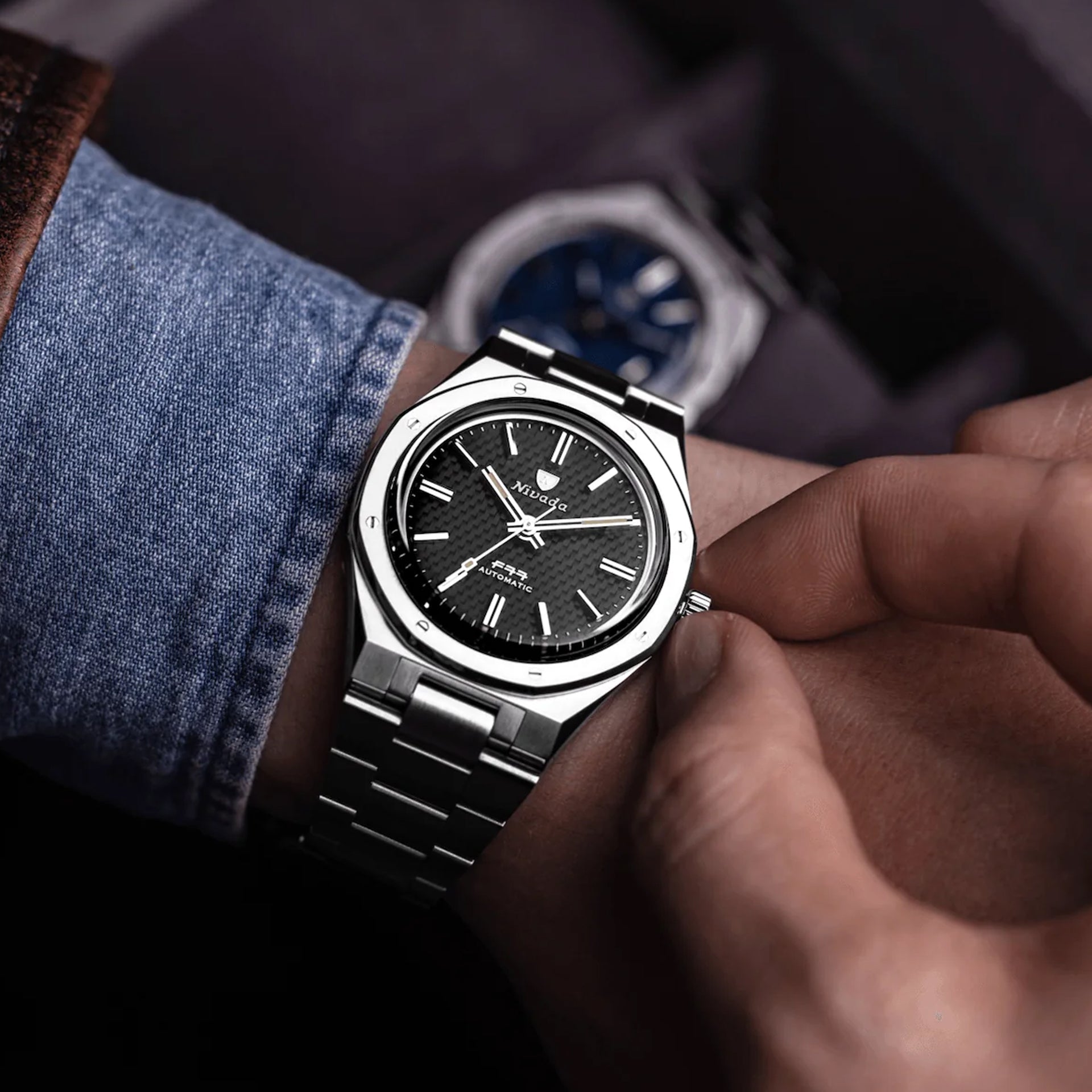 Nivada Grenchen F77 Black Dial
