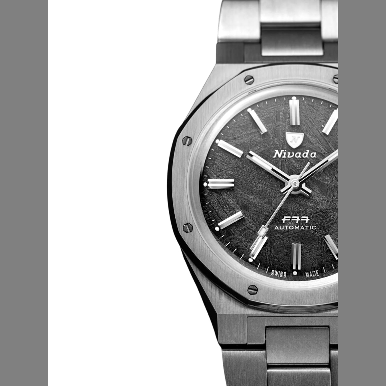 Nivada Grenchen 68016A77 F77 Stainless Steel Meteorite