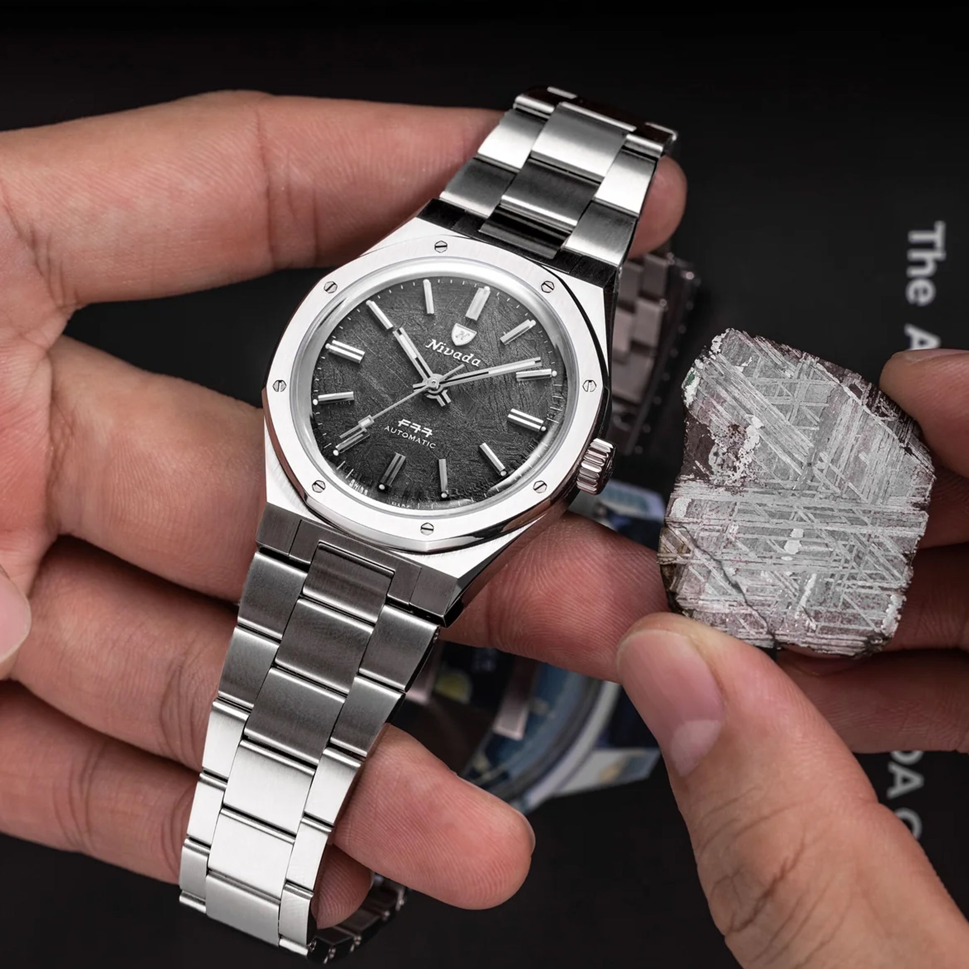 Nivada Grenchen 68016A77 F77 Stainless Steel Meteorite