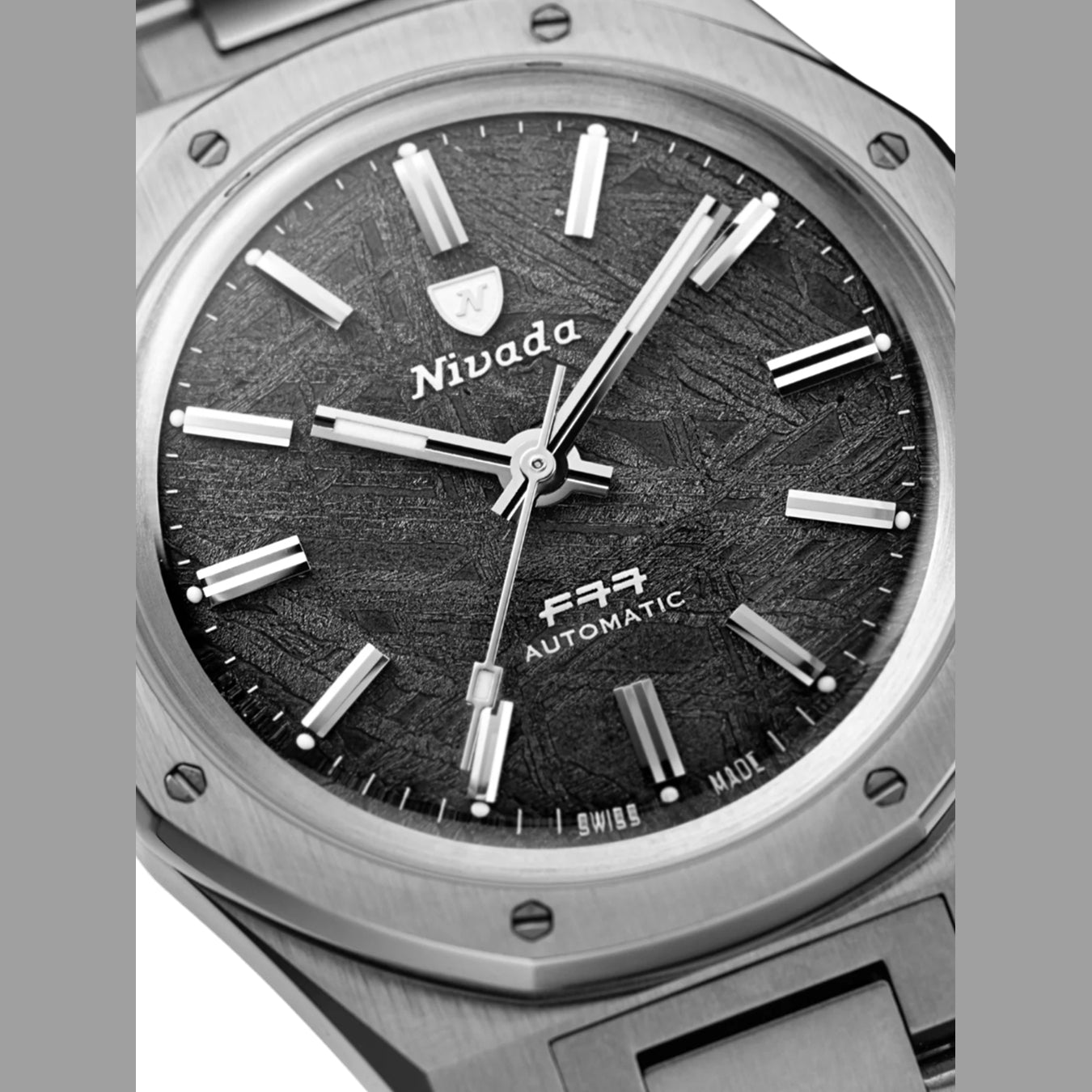 Nivada Grenchen 68016A77 F77 Stainless Steel Meteorite