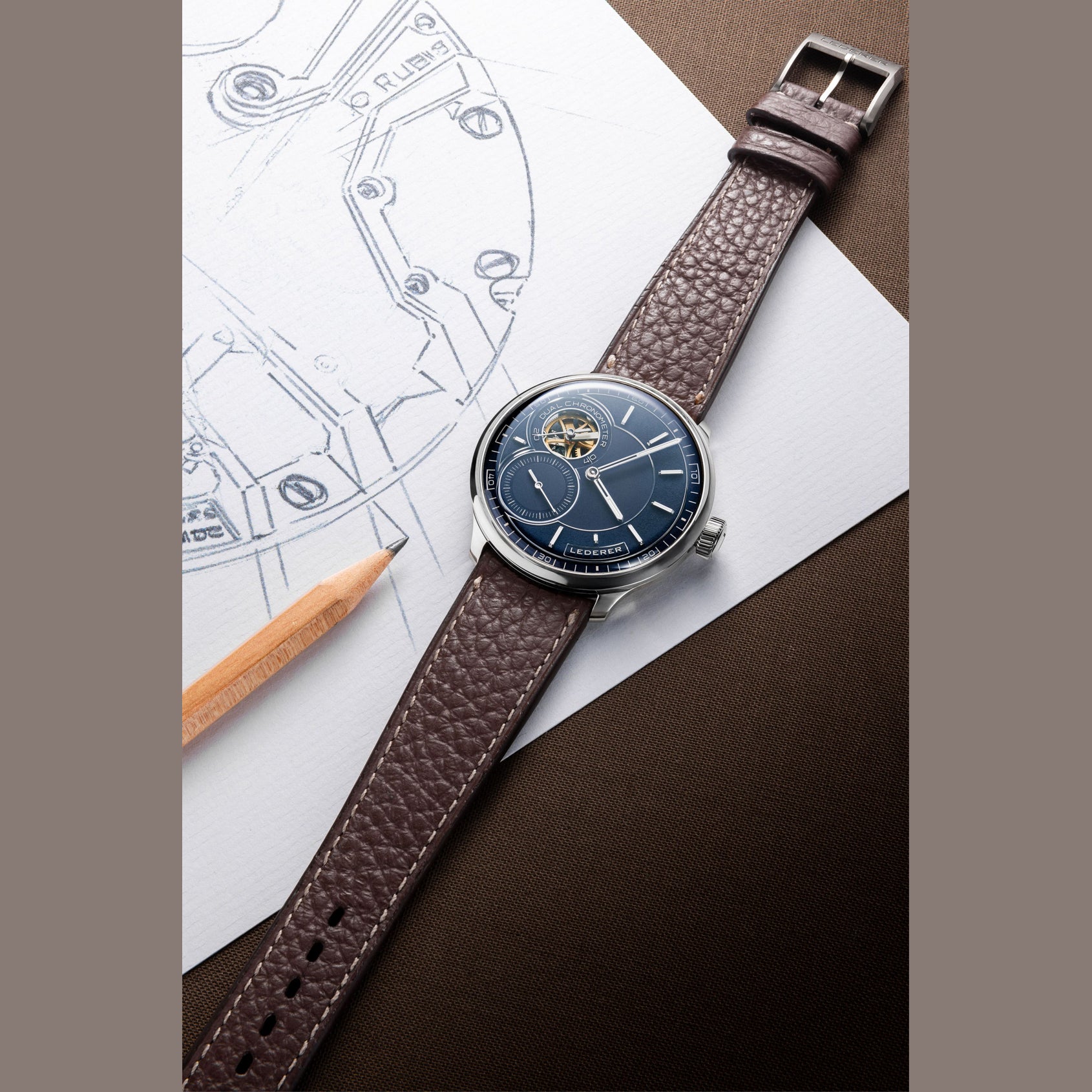 Lederer CIC 9016.60.302 Central Impulse Chronometer Deep Blue