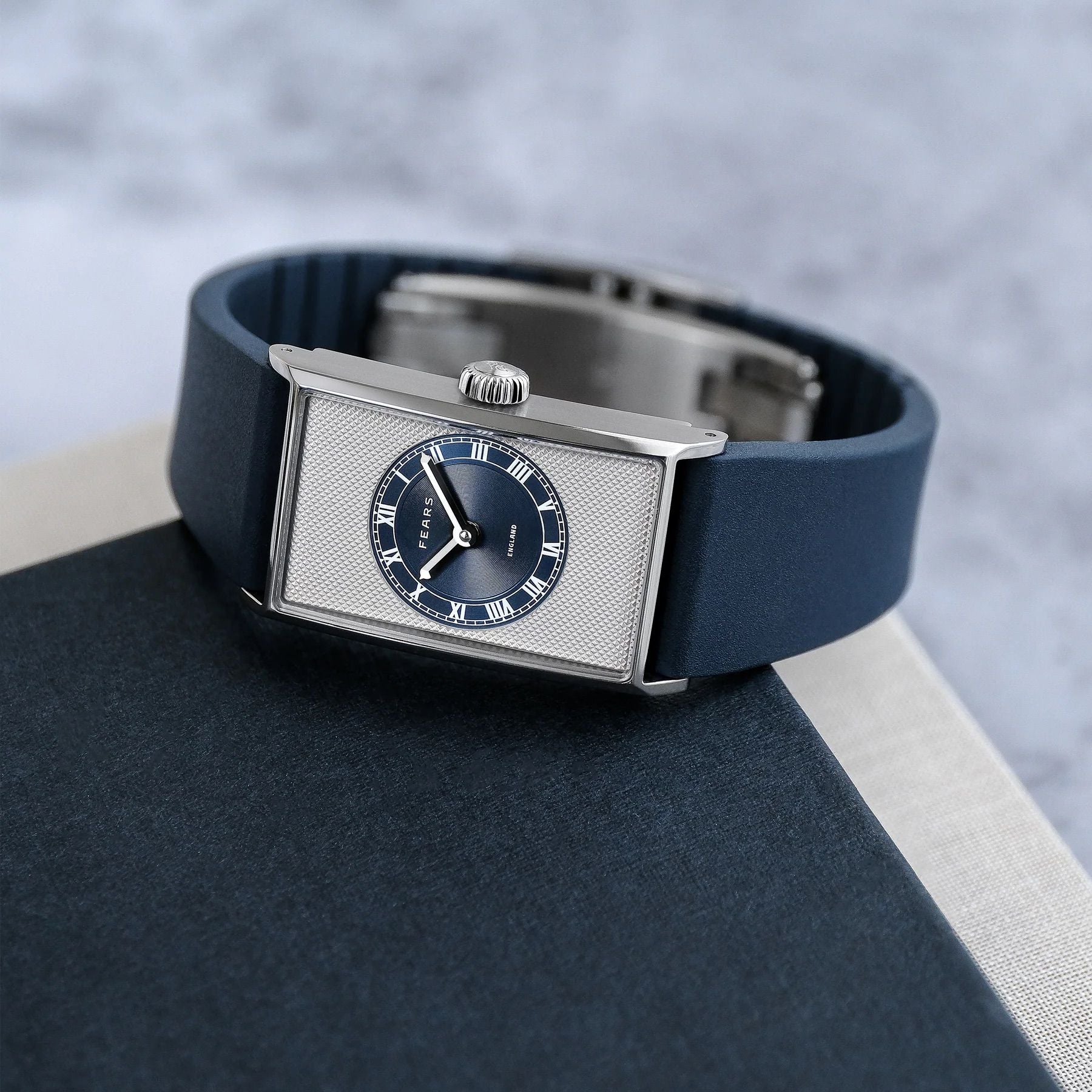 Fears BS422.600.116 Arnos Pewter Blue on Barenia Leather Strap