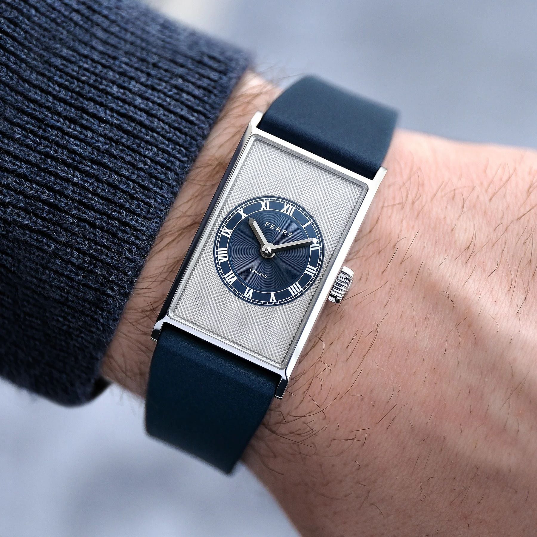 Fears BS422.600.116 Arnos Pewter Blue on Barenia Leather Strap