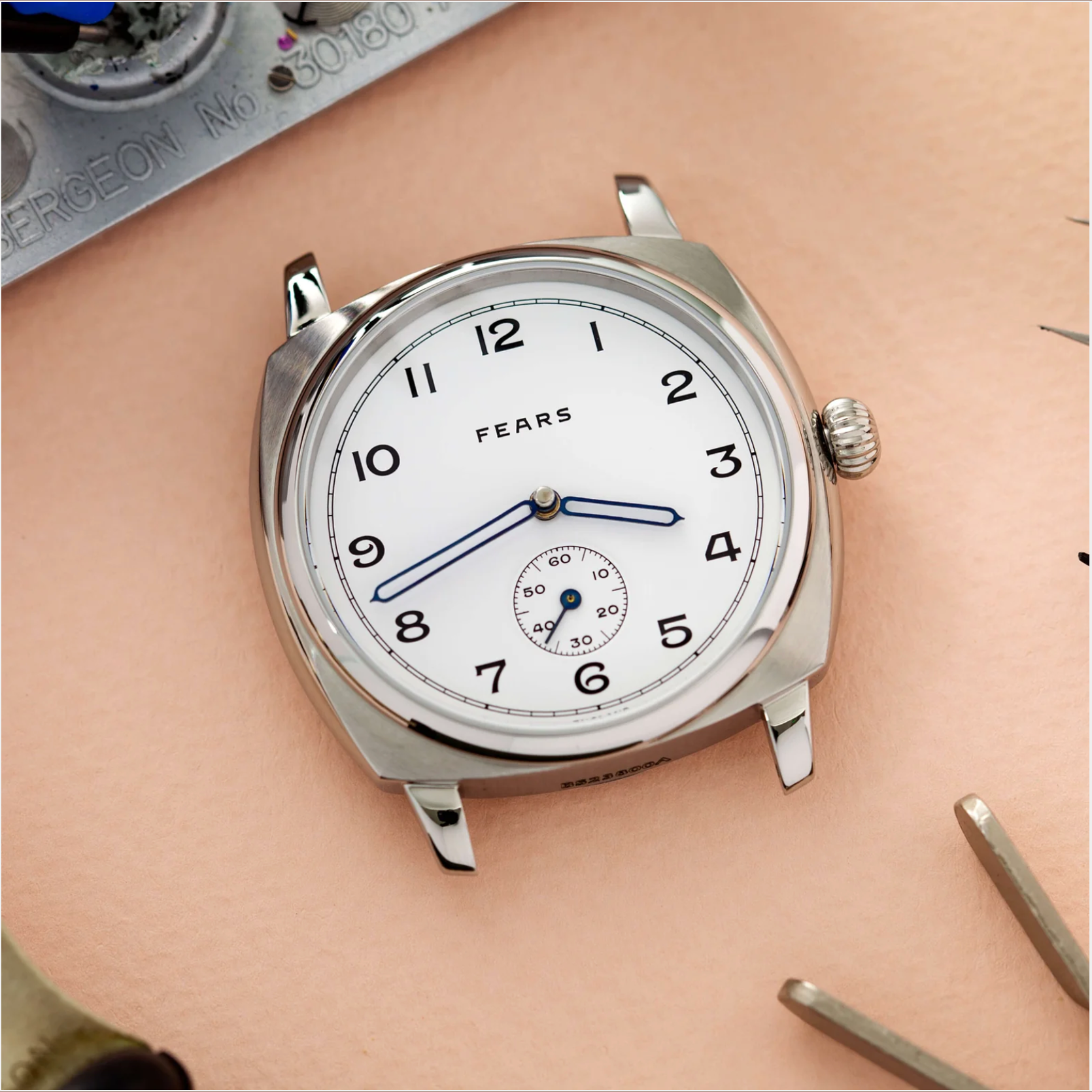Fears BS23800B.047.042 Brunswick 38 Polar White II on Barenia Leather Strap