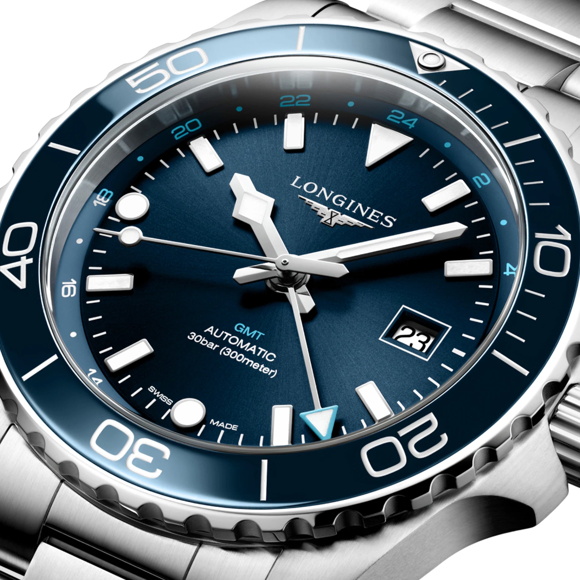 Longines L3.890.4.96.6 Hydroconquest GMT 43mm Blue Dial