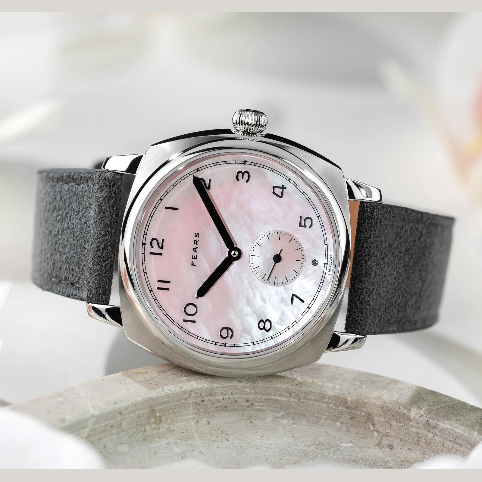Fears BS23800B.111.000 Brunswick 38 'Orchid' Mother of Pearl on Alcantara Strap