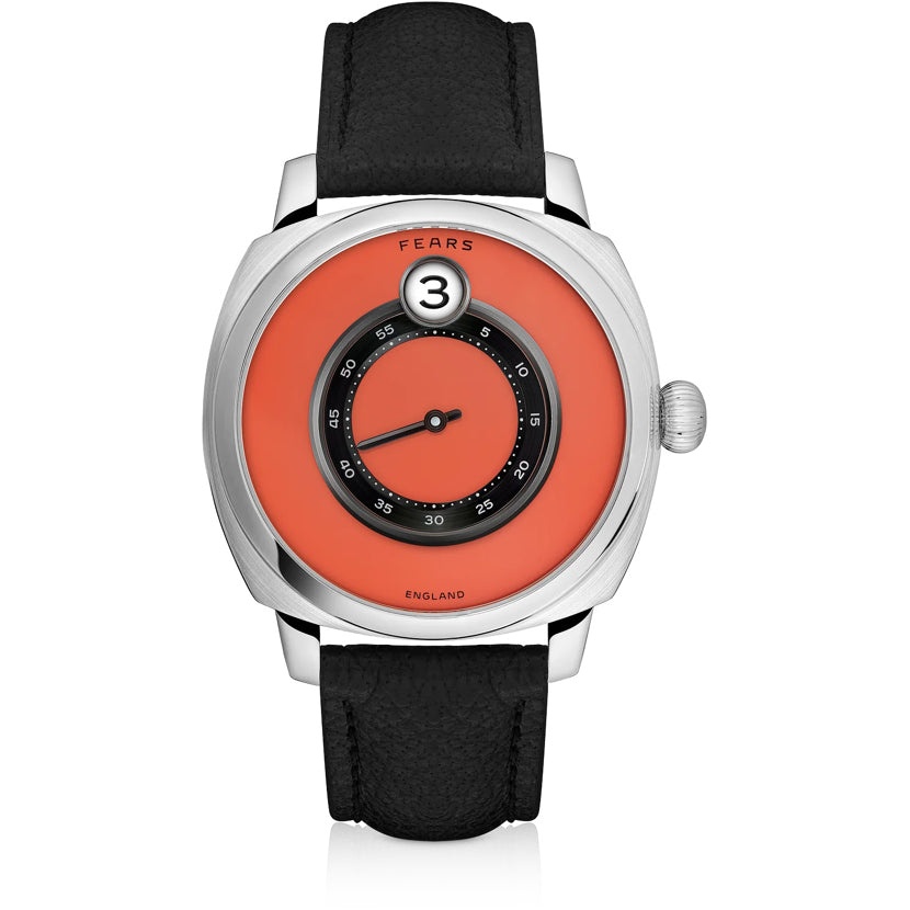Fears BS240.500A.114.047 Brunswick 40.5 Jump Hour Coral on Buffalo Leather Strap