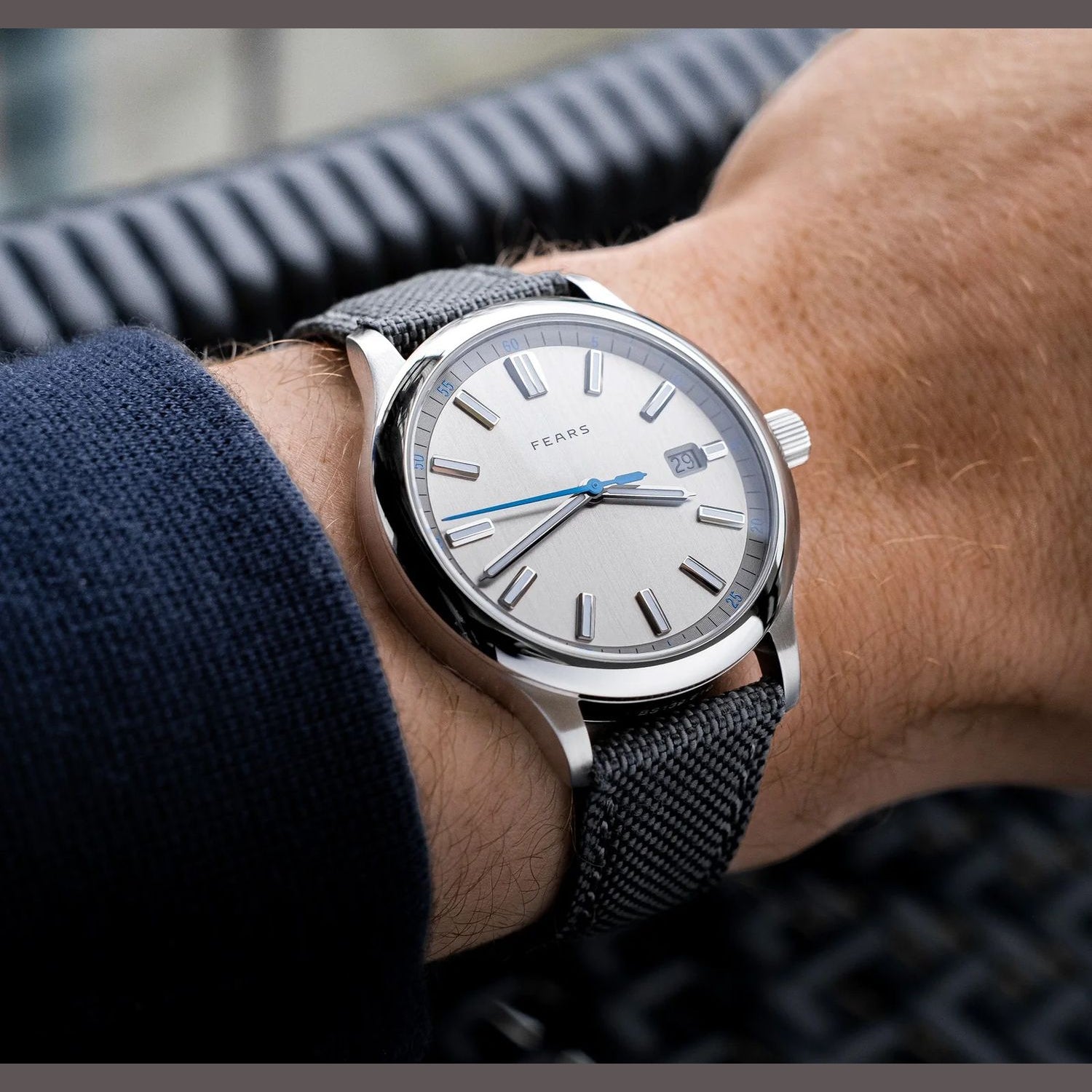 Fears BS139.510.044.007 Redcliff 39.5 Date Pewter Grey on Barenia Leather Strap