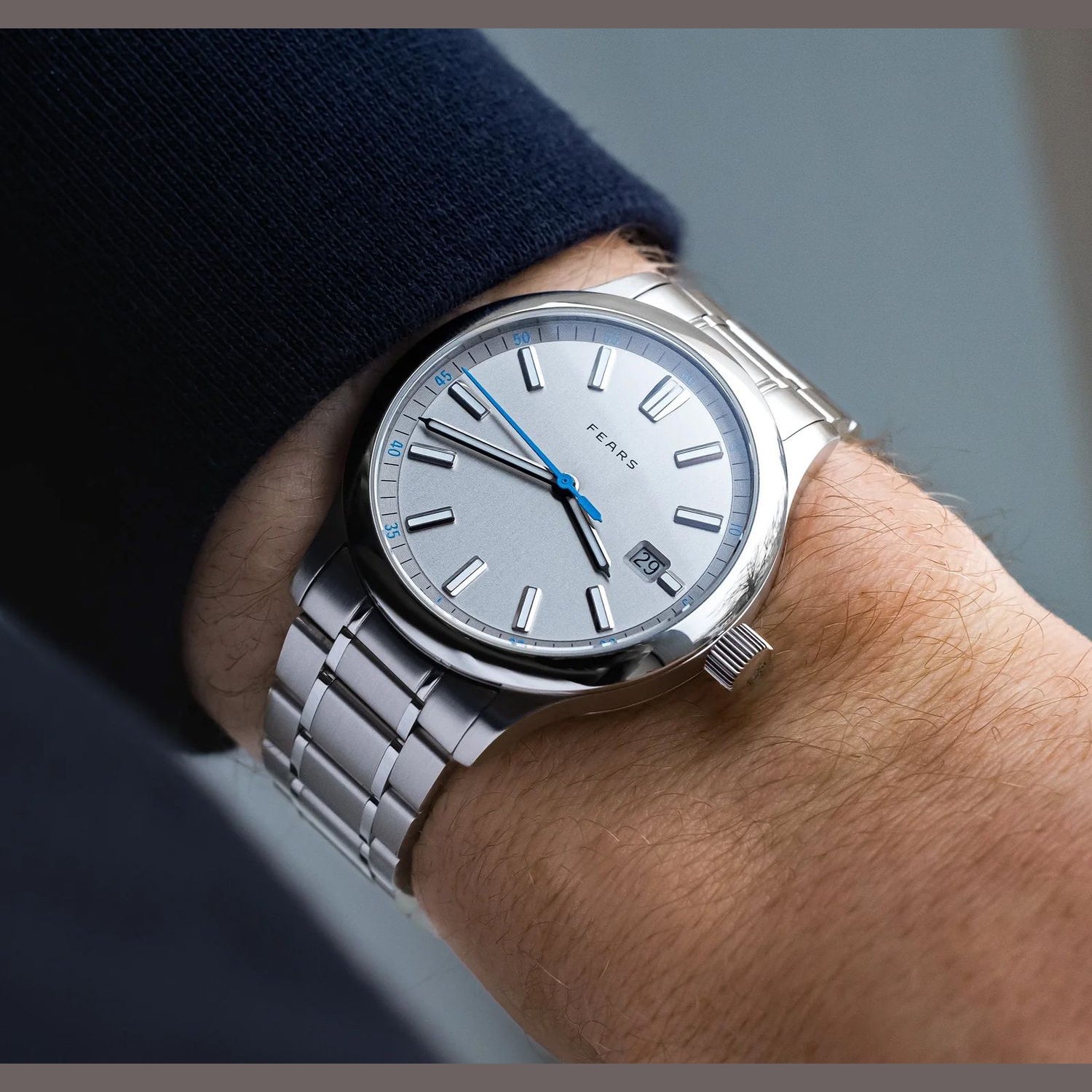 Fears BS139.510.044.123 Redcliff 39.5 Date Pewter Grey on Stainless Steel Bracelet