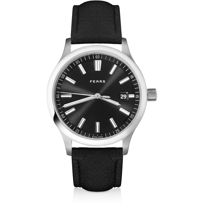 Fears BS139.510.041.047 Redcliff 39.5 Date Raven Black on Buffalo Leather Strap