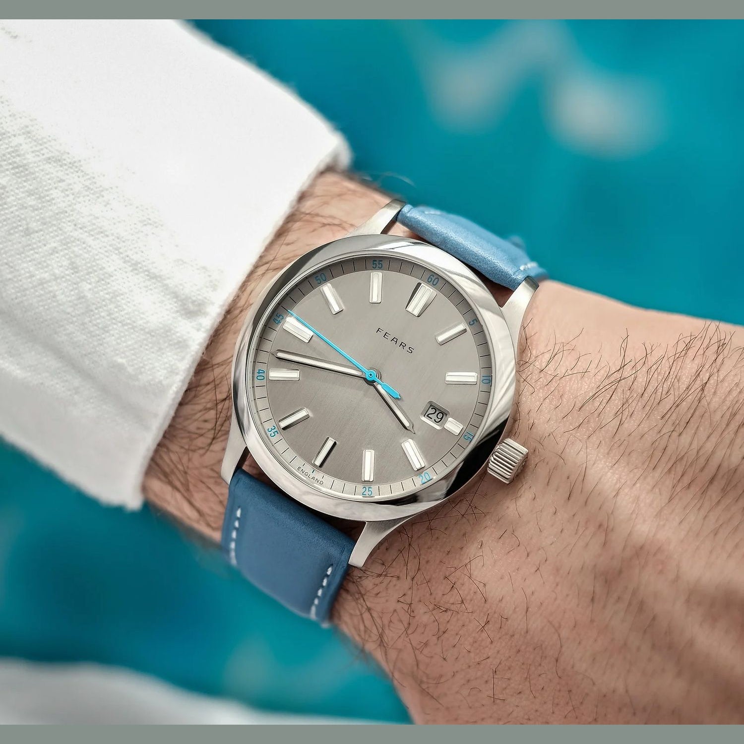 Fears BS139.510.044.007 Redcliff 39.5 Date Pewter Grey on Barenia Leather Strap