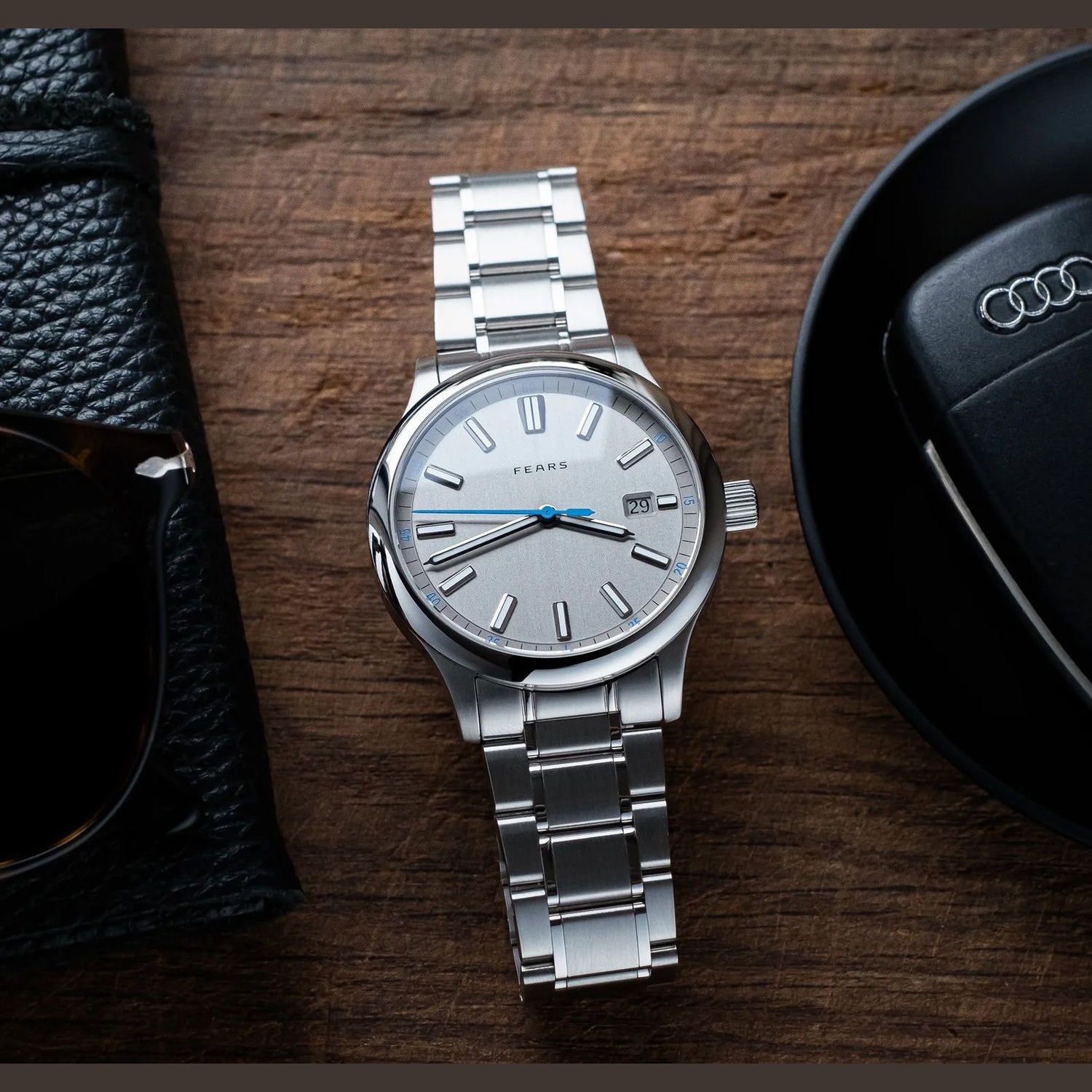 Fears BS139.510.044.123 Redcliff 39.5 Date Pewter Grey on Stainless Steel Bracelet