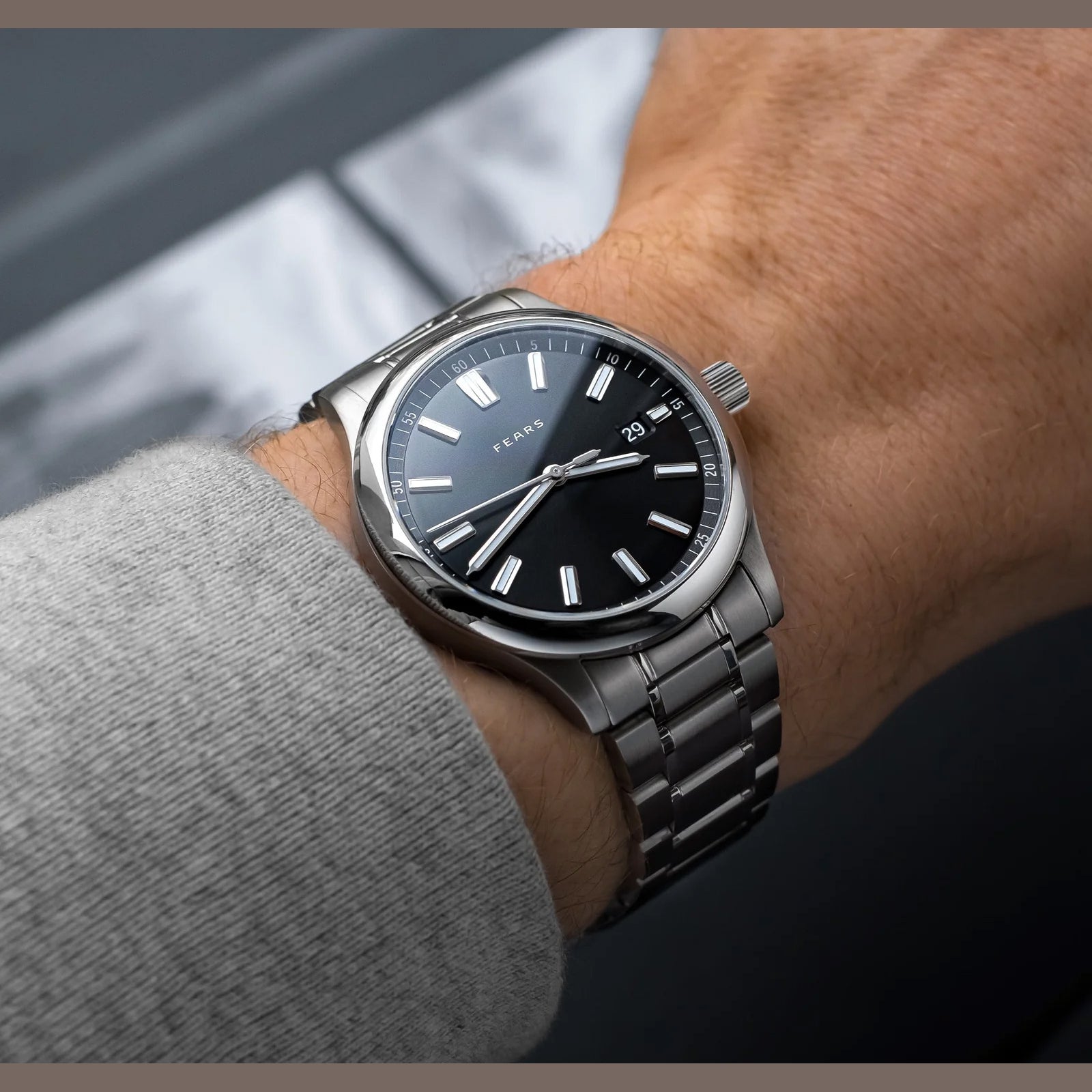 Fears BS139.510.041.123 Redcliff 39.5 Date Raven Black on Stainless Steel Bracelet