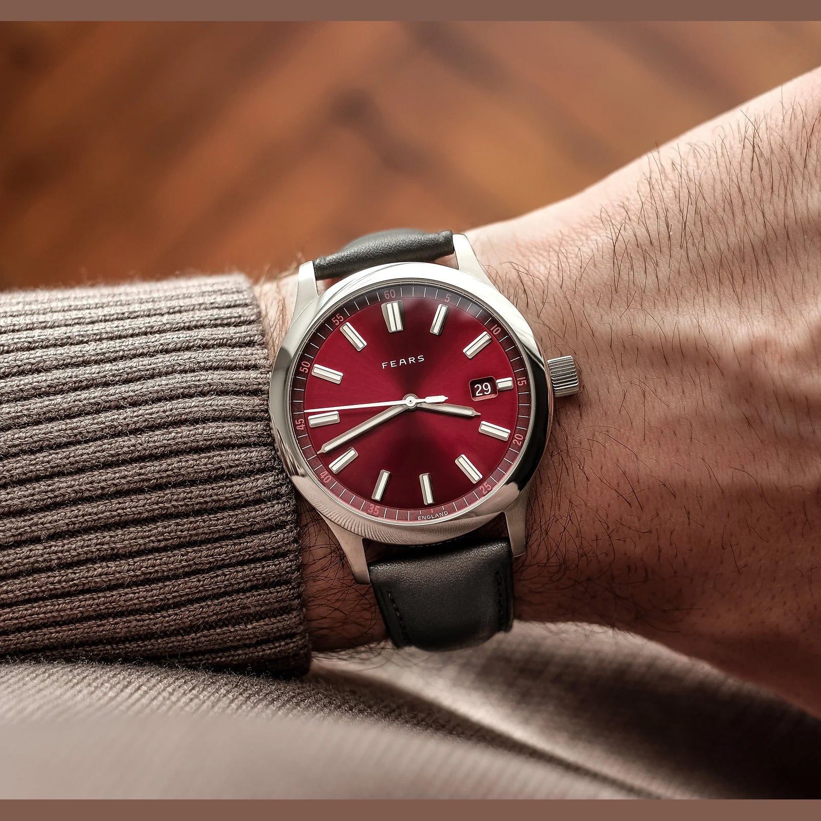 Fears BS139.510.042.074 Redcliff 39.5 Date Cherry Red on Barenia Leather Strap