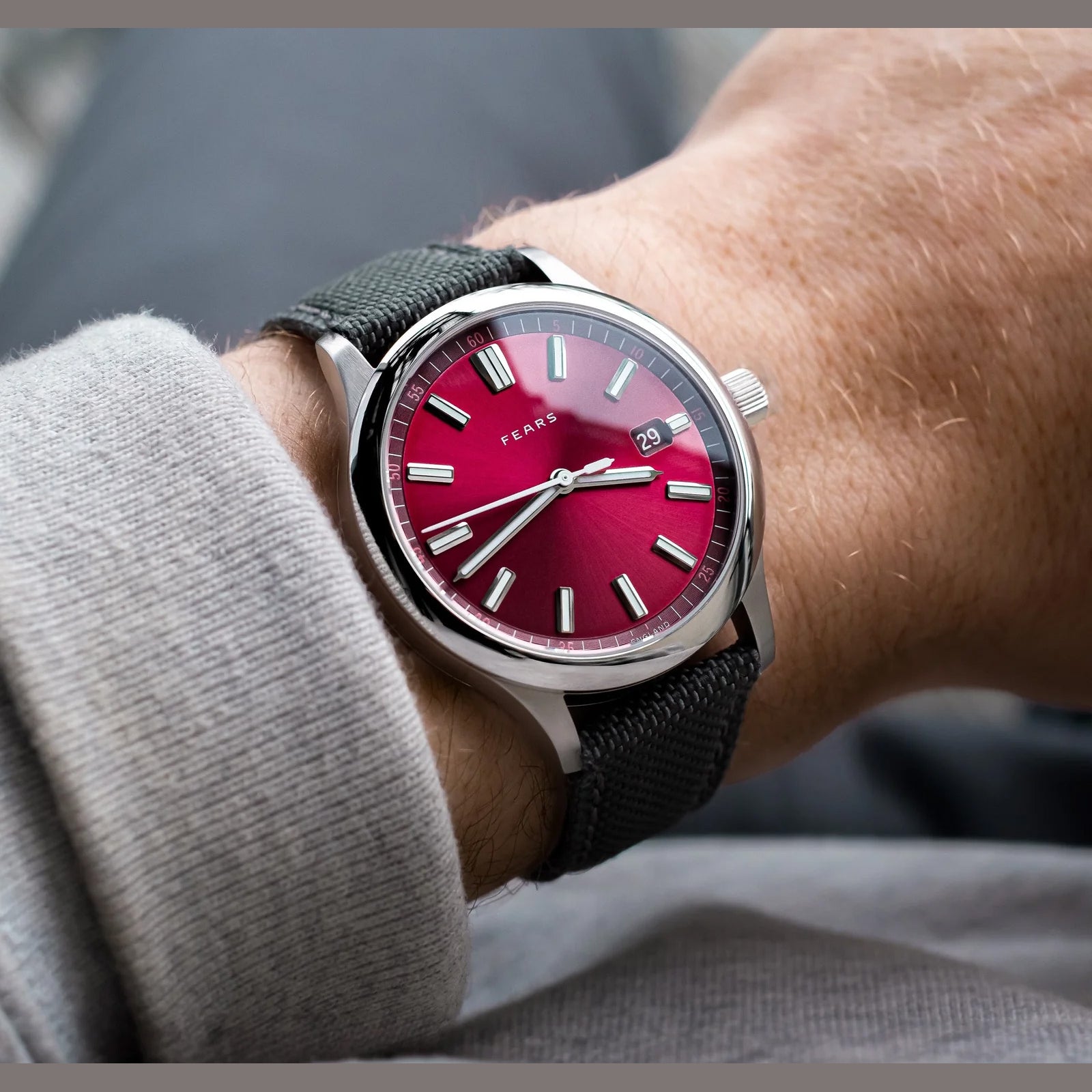 Fears BS139.510.042.074 Redcliff 39.5 Date Cherry Red on Barenia Leather Strap