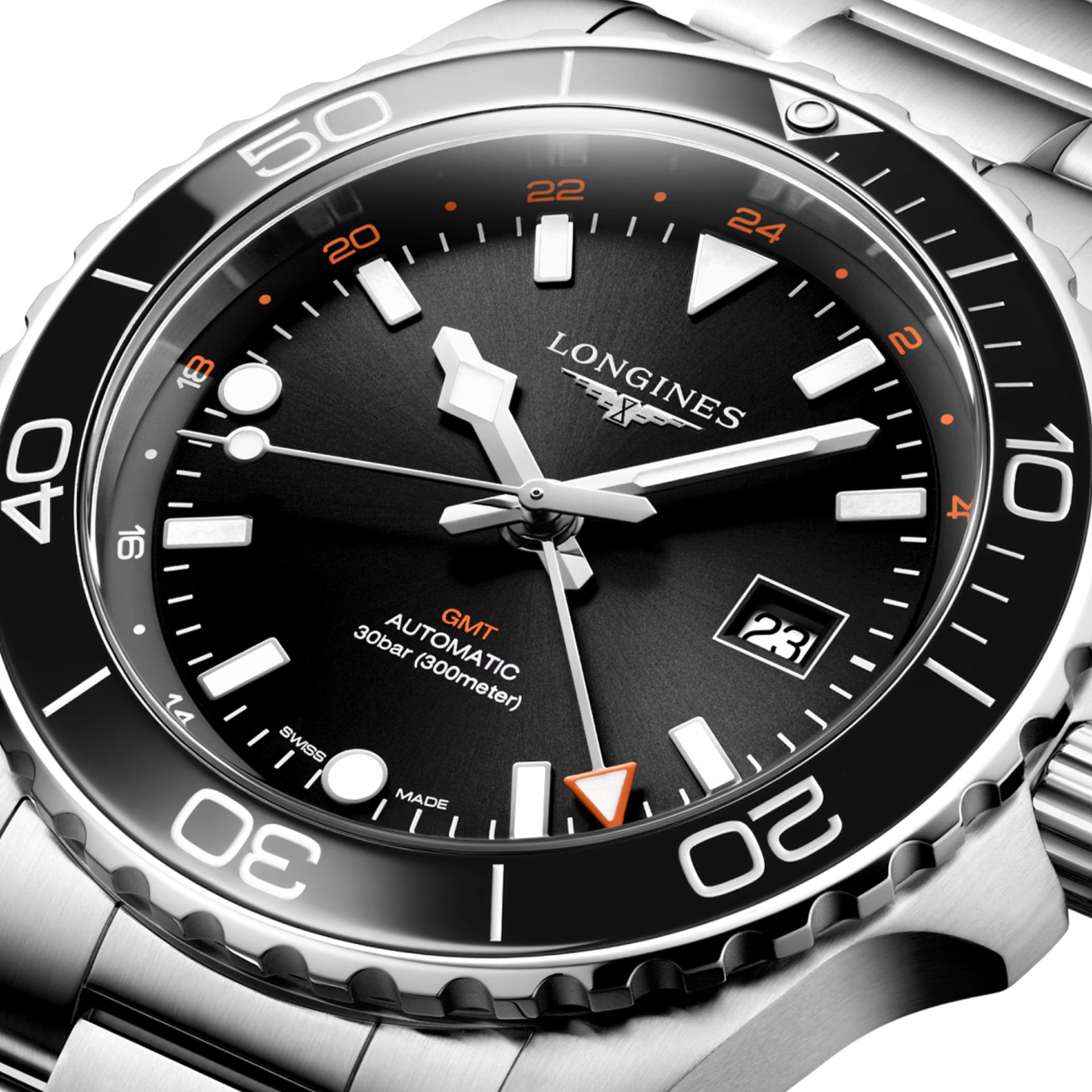 Longines L3.890.4.56.6 Hydroconquest GMT 43mm Black Dial