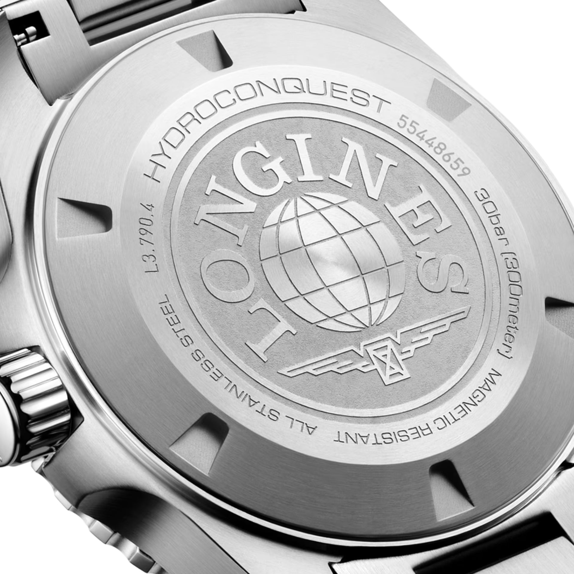 Longines Hydroconquest L3.790.4.56.6 GMT Sunray Black Dial on Bracelet
