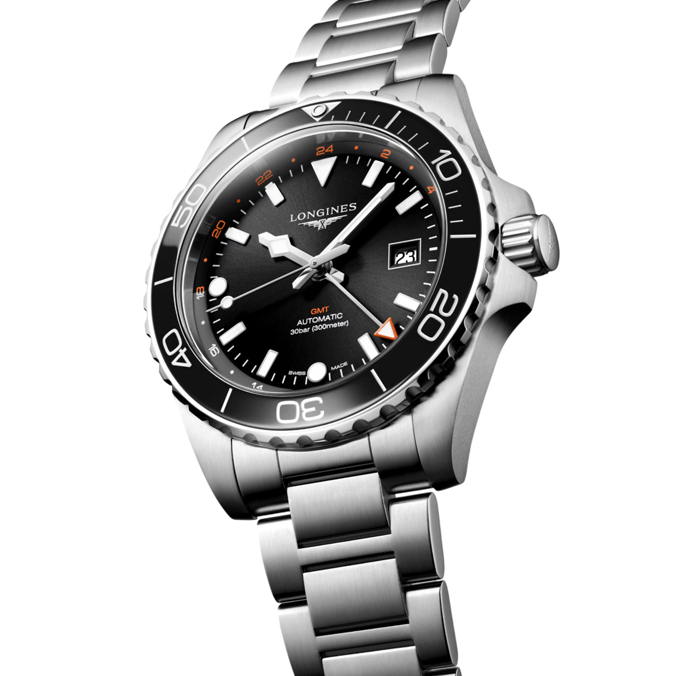 Longines L3.890.4.56.6 Hydroconquest GMT 43mm Black Dial