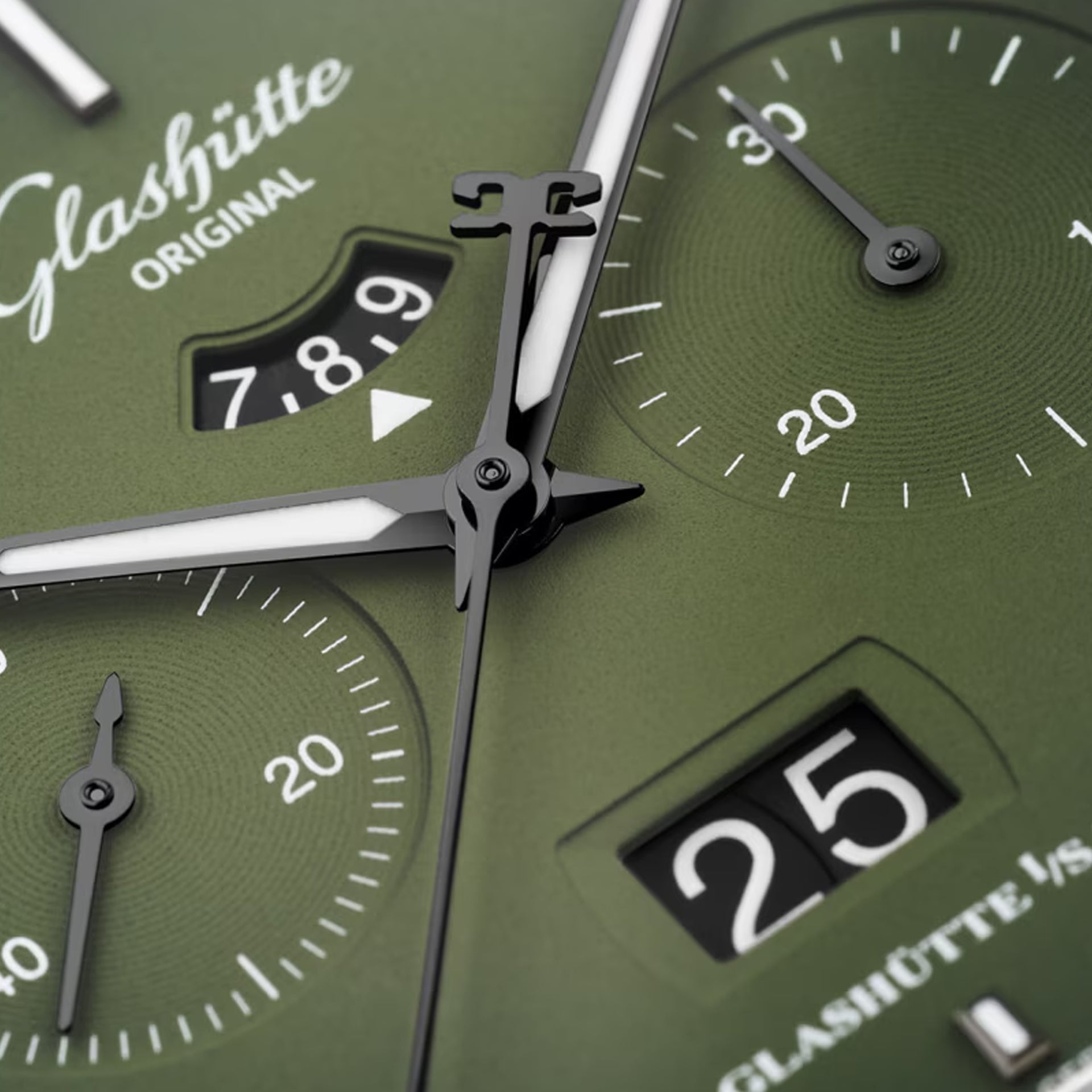 Glashütte Original Seventies Chronograph Panorama Date Fab Green on Leather Strap