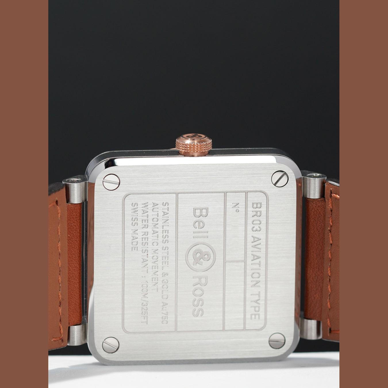 Bell & Ross BR03A-WH-STPG/SCA White Steel Gold Calfskin Strap