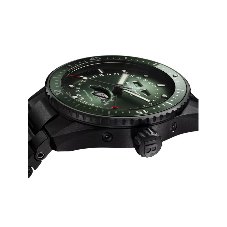 Blancpain 5054 0153 B52A Fifty Fathoms Bathyscaphe Quantieme Complet Phases de Lune Sunburst Green Dial