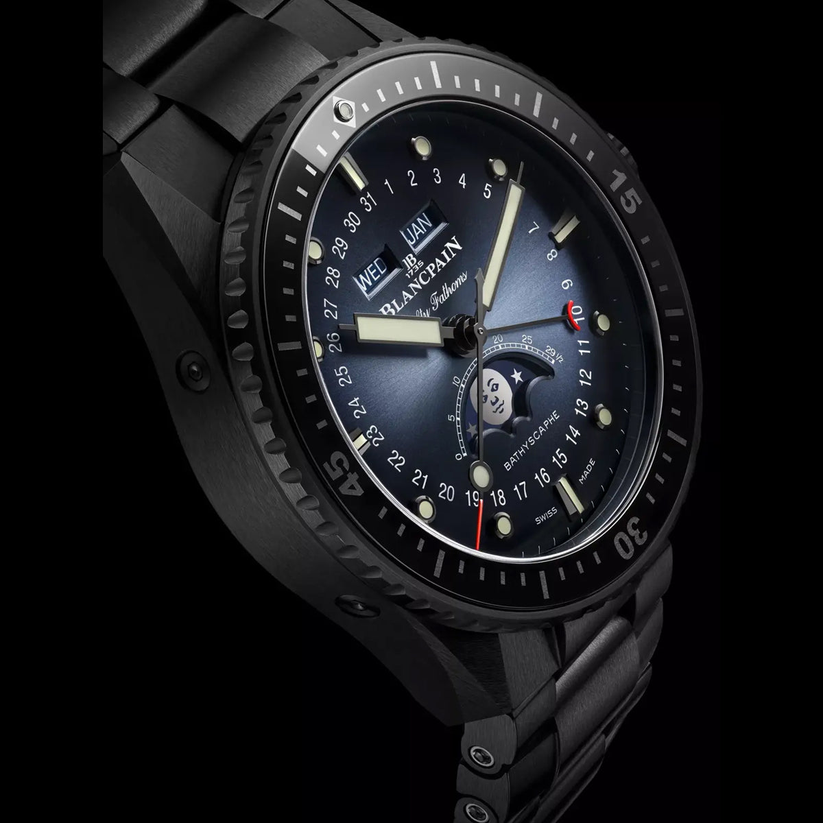 Blancpain 5054 0140 01S Bathyscaphe Quantième Complet Phases de Lune Blue Dial