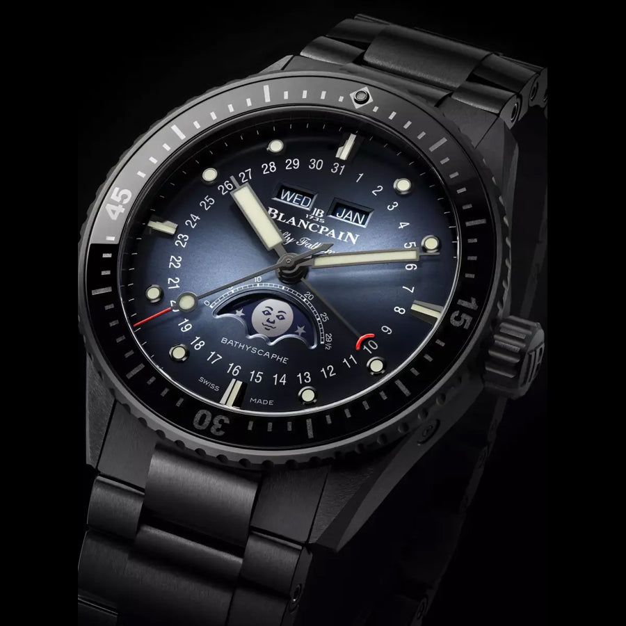Blancpain 5054 0140 01S Bathyscaphe Quantième Complet Phases de Lune Blue Dial