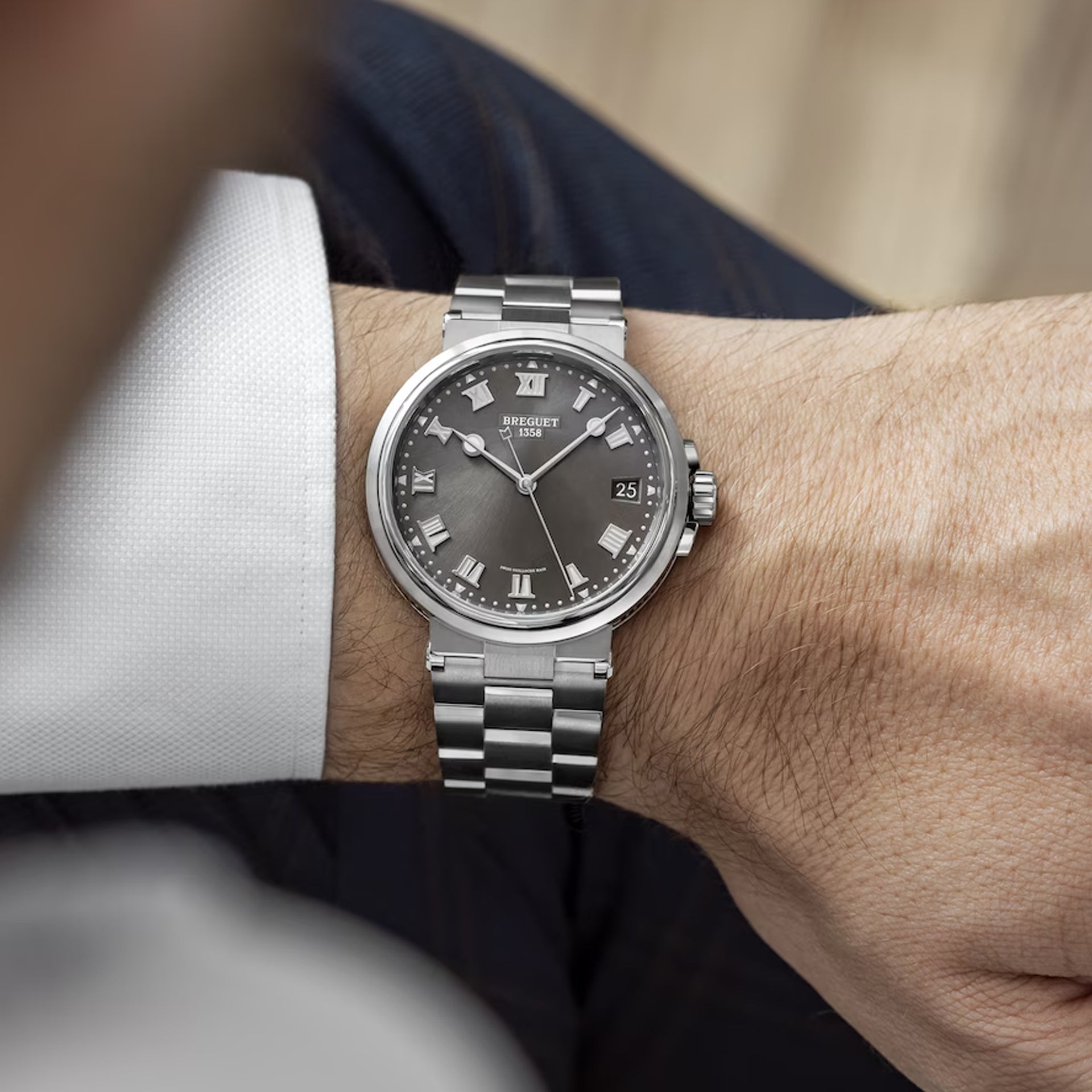 Breguet Marine 5517TI/G2/TZ0 Grey Dial on Bracelet